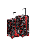 JFK Trolley Bag Set of 2 (S+M) | Hardsided Polycarbonate Printed Luggage | 8 wheel Cabin & Check-in Trolley Bag | Suitcase for Men & Women | 2000 Days Warranty (Black)