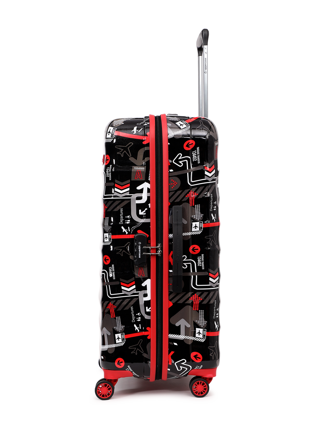 JFK Trolley Bag Set of 2 (S+M) | Hardsided Polycarbonate Printed Luggage | 8 wheel Cabin & Check-in Trolley Bag | Suitcase for Men & Women | 2000 Days Warranty (Black)
