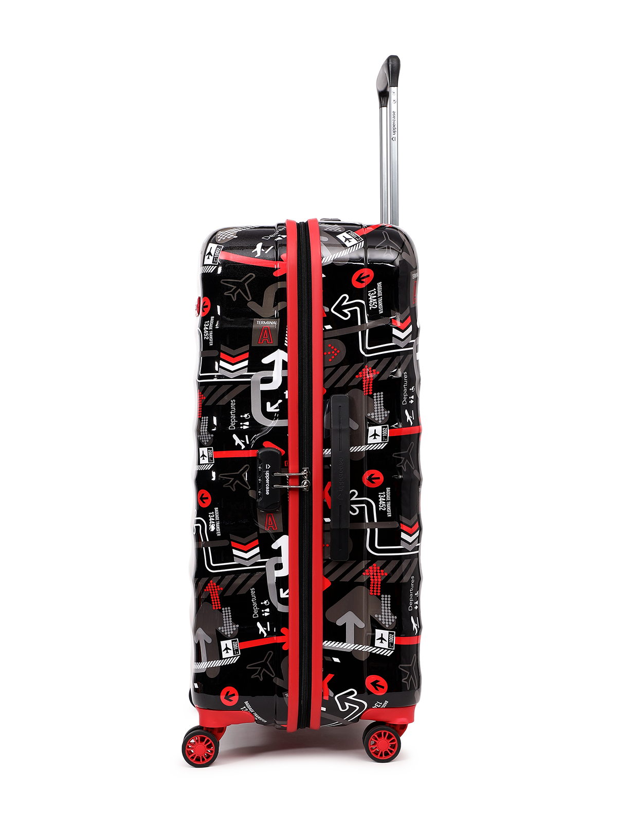 JFK Trolley Bag Set of 2 (S+M) | Hardsided Polycarbonate Printed Luggage | 8 wheel Cabin & Check-in Trolley Bag | Suitcase for Men & Women | 2000 Days Warranty (Black)