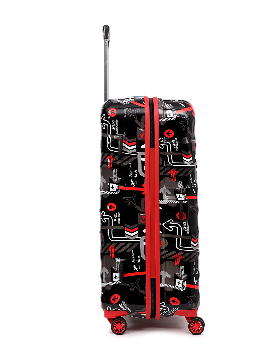 JFK Trolley Bag Set of 2 (S+M) | Hardsided Polycarbonate Printed Luggage | 8 wheel Cabin & Check-in Trolley Bag | Suitcase for Men & Women | 2000 Days Warranty (Black)