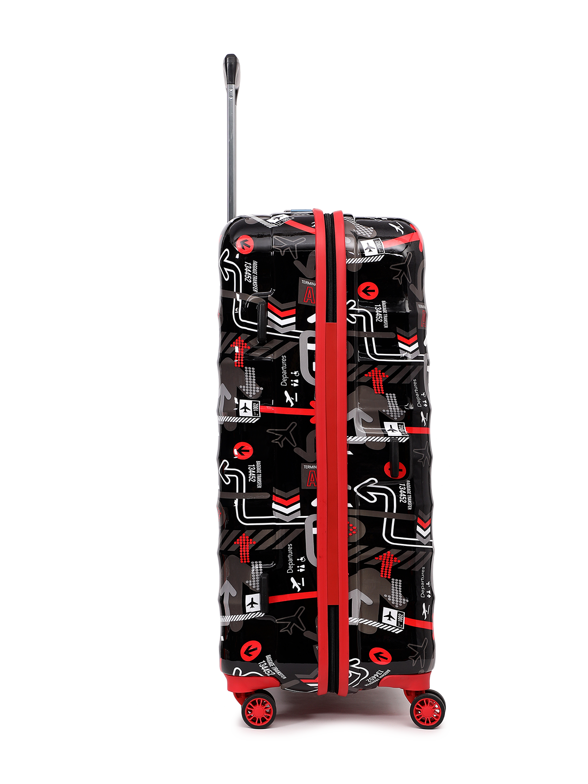 JFK Trolley Bag Set of 2 (S+M) | Hardsided Polycarbonate Printed Luggage | 8 wheel Cabin & Check-in Trolley Bag | Suitcase for Men & Women | 2000 Days Warranty (Black)