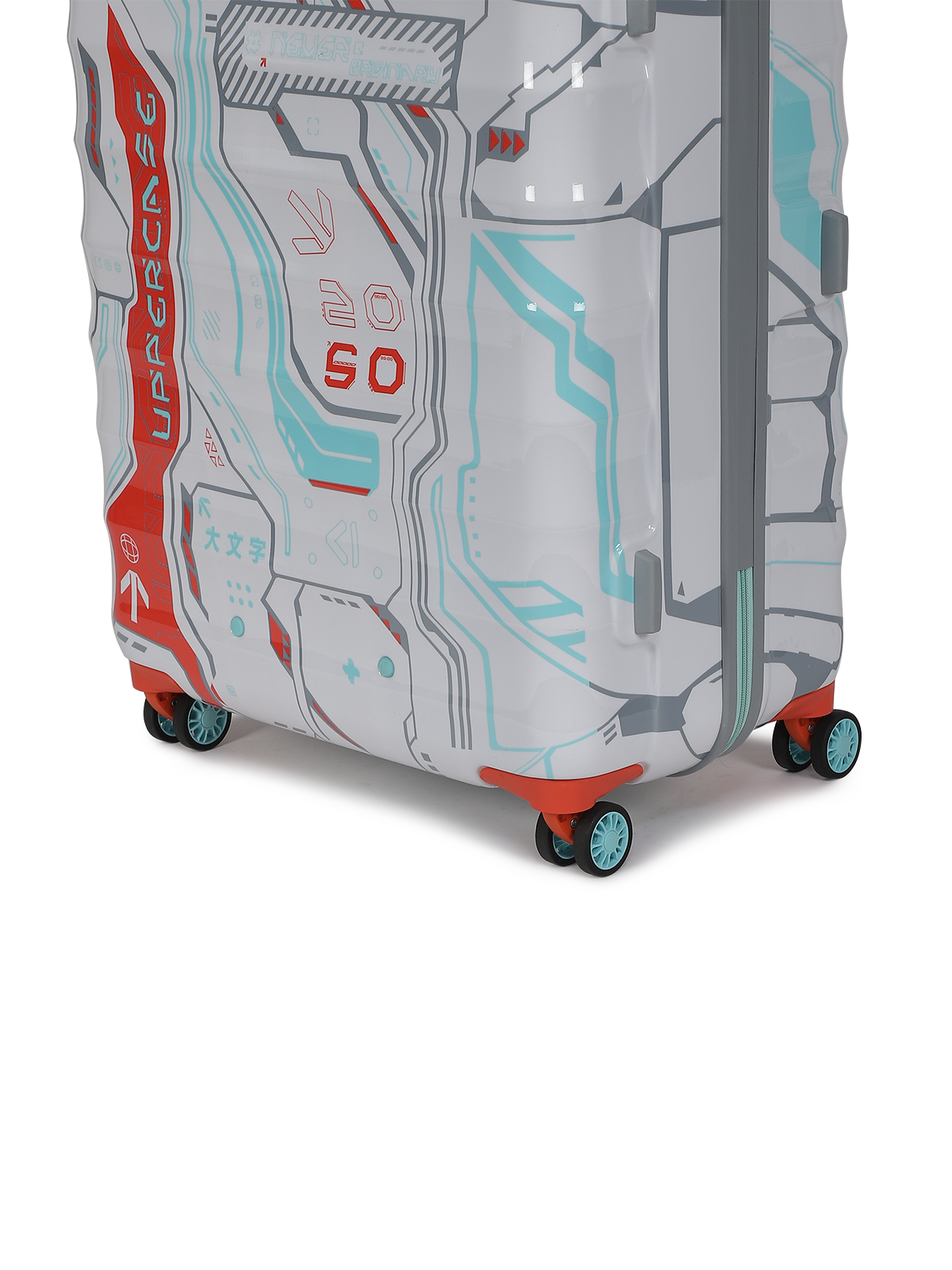Cyber Punk 18500EHT1WHT Set of 3 (S+M+L) Hardsided Polycarbonate 8 Wheel Printed Eco Trolley Bag, Travel Suitcase for Men and Women (White)