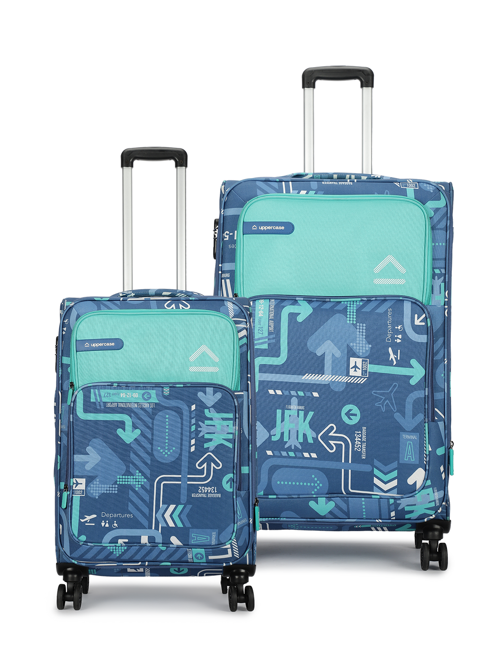 JFK (Cabin + Large) Set of 2 Check-in Eco Soft Trolley Bag, Travel Suitcase for Men and Women (Denim Blue) 12000EST1DBL