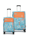 JFK (Cabin + Large) Set of 2 Check-in Eco Soft Trolley Bag, Travel Suitcase for Men and Women (Teal Blue) 12000EST1TBL