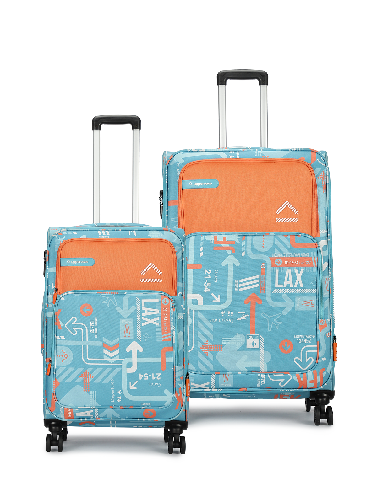 JFK (Cabin + Large) Set of 2 Check-in Eco Soft Trolley Bag, Travel Suitcase for Men and Women (Teal Blue) 12000EST1TBL