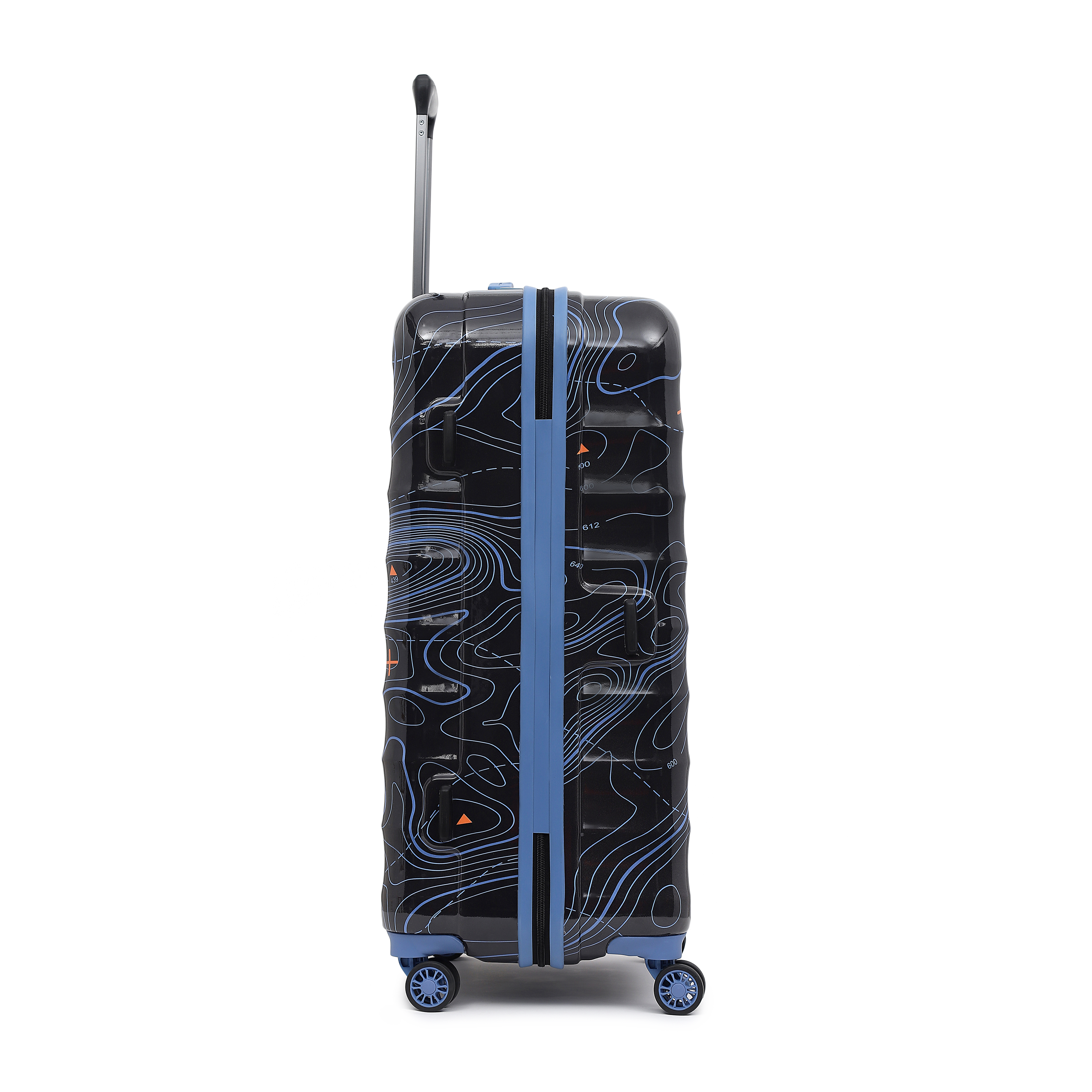 Topo Trolley Bag Set of 2 (S+M) Hardsided Printed Luggage | Sustainable Cabin & Check-in Luggage | 8 Wheel Suitcase | TSA Lock & Anti-Theft Zippers | 2000 Days Warranty (Black)