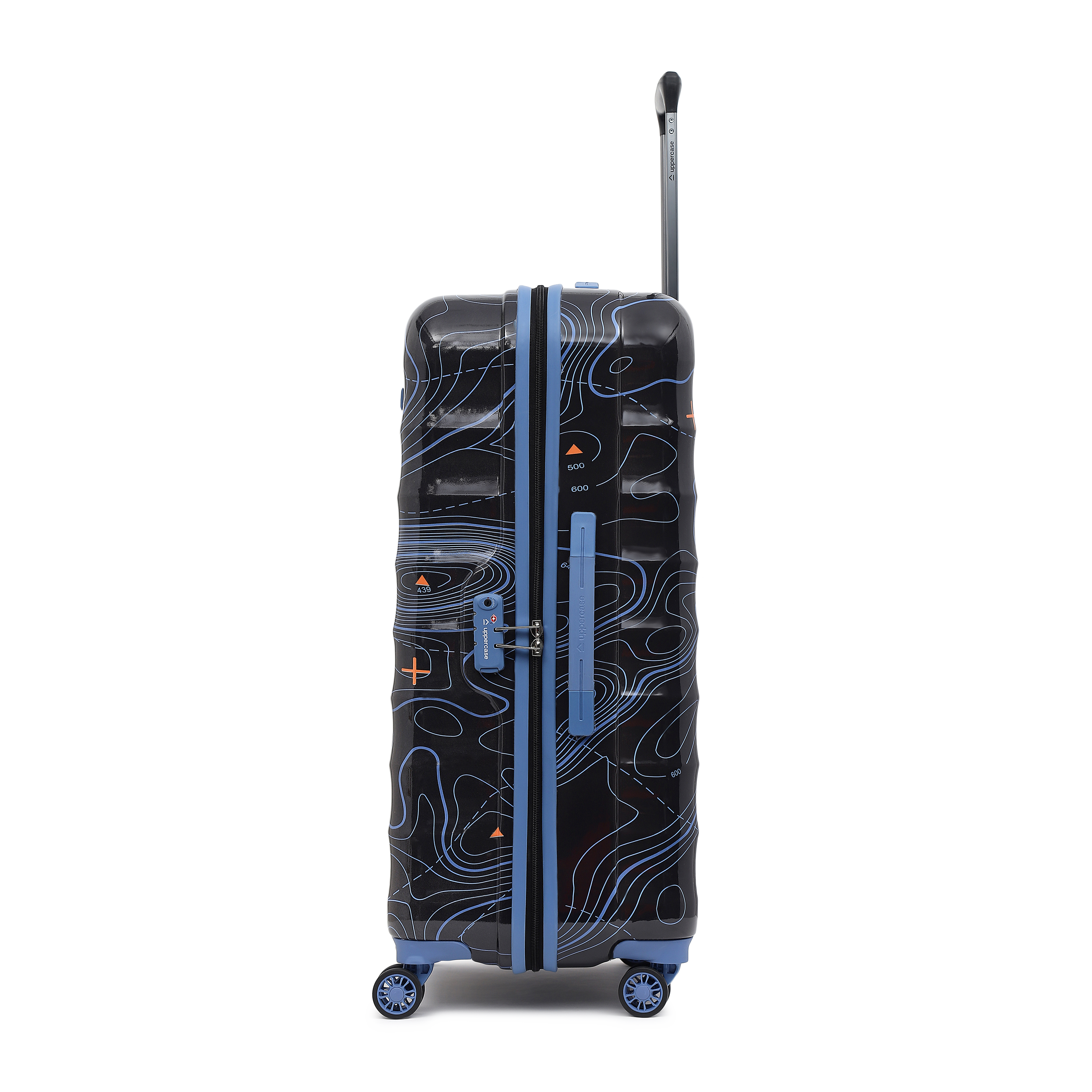 Topo Trolley Bag Set of 2 (S+M) Hardsided Printed Luggage | Sustainable Cabin & Check-in Luggage | 8 Wheel Suitcase | TSA Lock & Anti-Theft Zippers | 2000 Days Warranty (Black)
