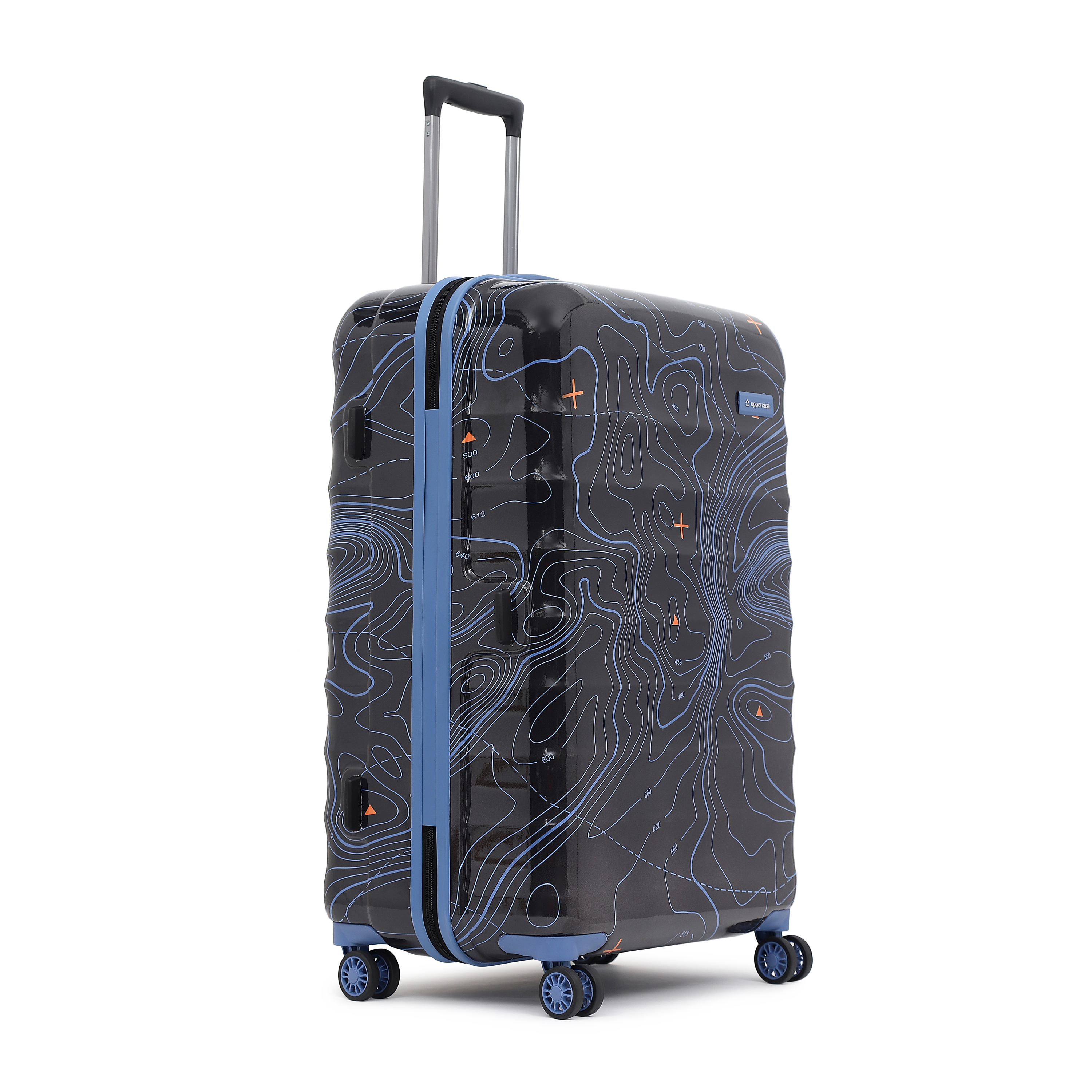 Topo Trolley Bag Set of 2 (S+M) Hardsided Printed Luggage | Sustainable Cabin & Check-in Luggage | 8 Wheel Suitcase | TSA Lock & Anti-Theft Zippers | 2000 Days Warranty (Black)