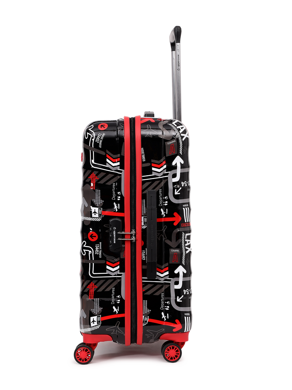 JFK Trolley Bag Set of 2 (M+L) | Hardsided Polycarbonate Printed Luggage | Sustainable Check-in Luggage | 8 wheel Trolley Bag | Suitcase for Men & Women | 2000 Days Warranty (Black)