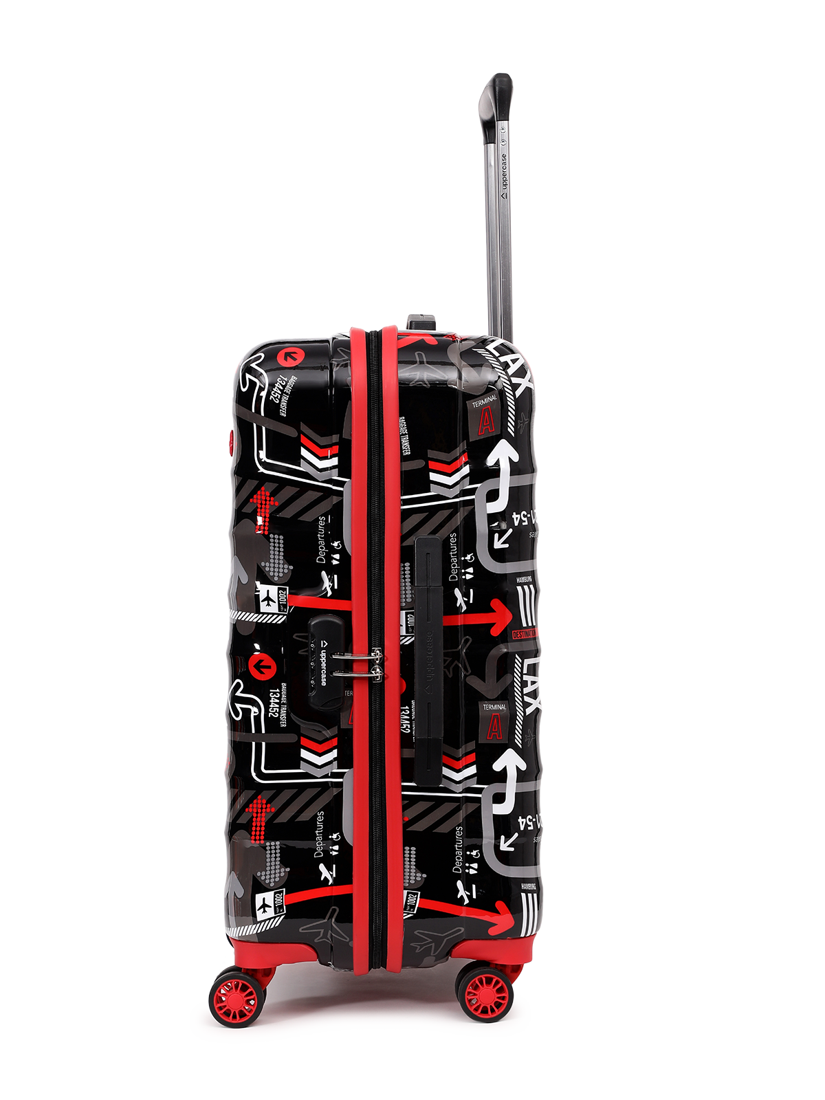 JFK Trolley Bag Set of 2 (M+L) | Hardsided Polycarbonate Printed Luggage | Sustainable Check-in Luggage | 8 wheel Trolley Bag | Suitcase for Men & Women | 2000 Days Warranty (Black)