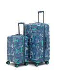 JFK Trolley Bag Set of 2 (M+L) | Hardsided Polycarbonate Printed Luggage | Sustainable Check-in Luggage | 8 wheel Trolley Bag | Suitcase for Men & Women | 2000 Days Warranty (Denim Blue)