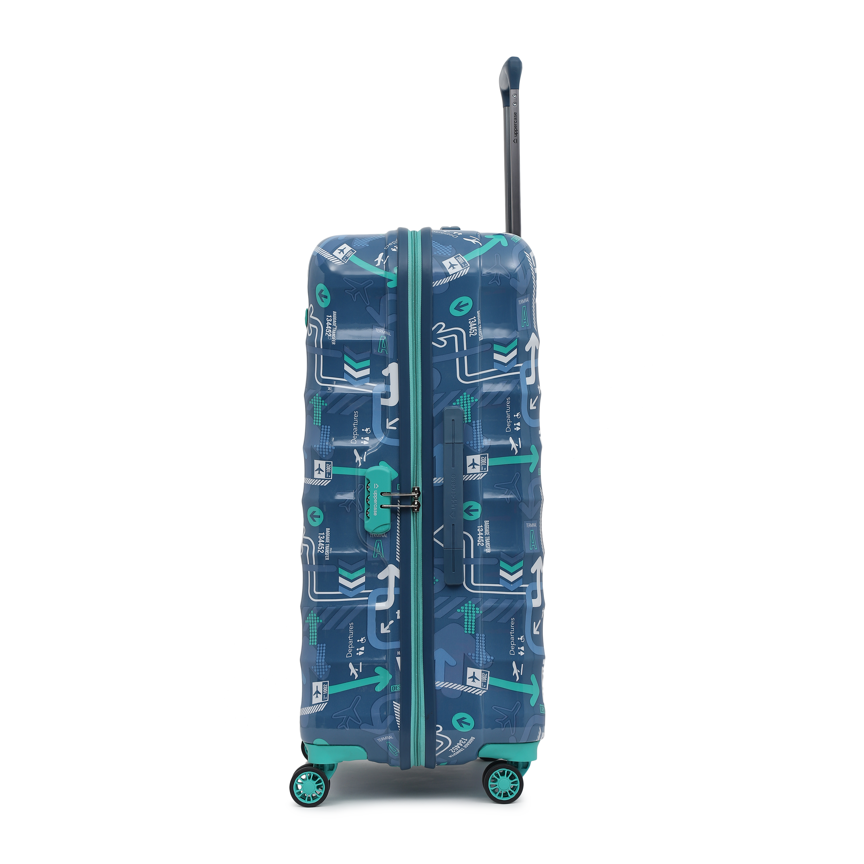 JFK Trolley Bag Set of 2 (M+L) | Hardsided Polycarbonate Printed Luggage | Sustainable Check-in Luggage | 8 wheel Trolley Bag | Suitcase for Men & Women | 2000 Days Warranty (Denim Blue)