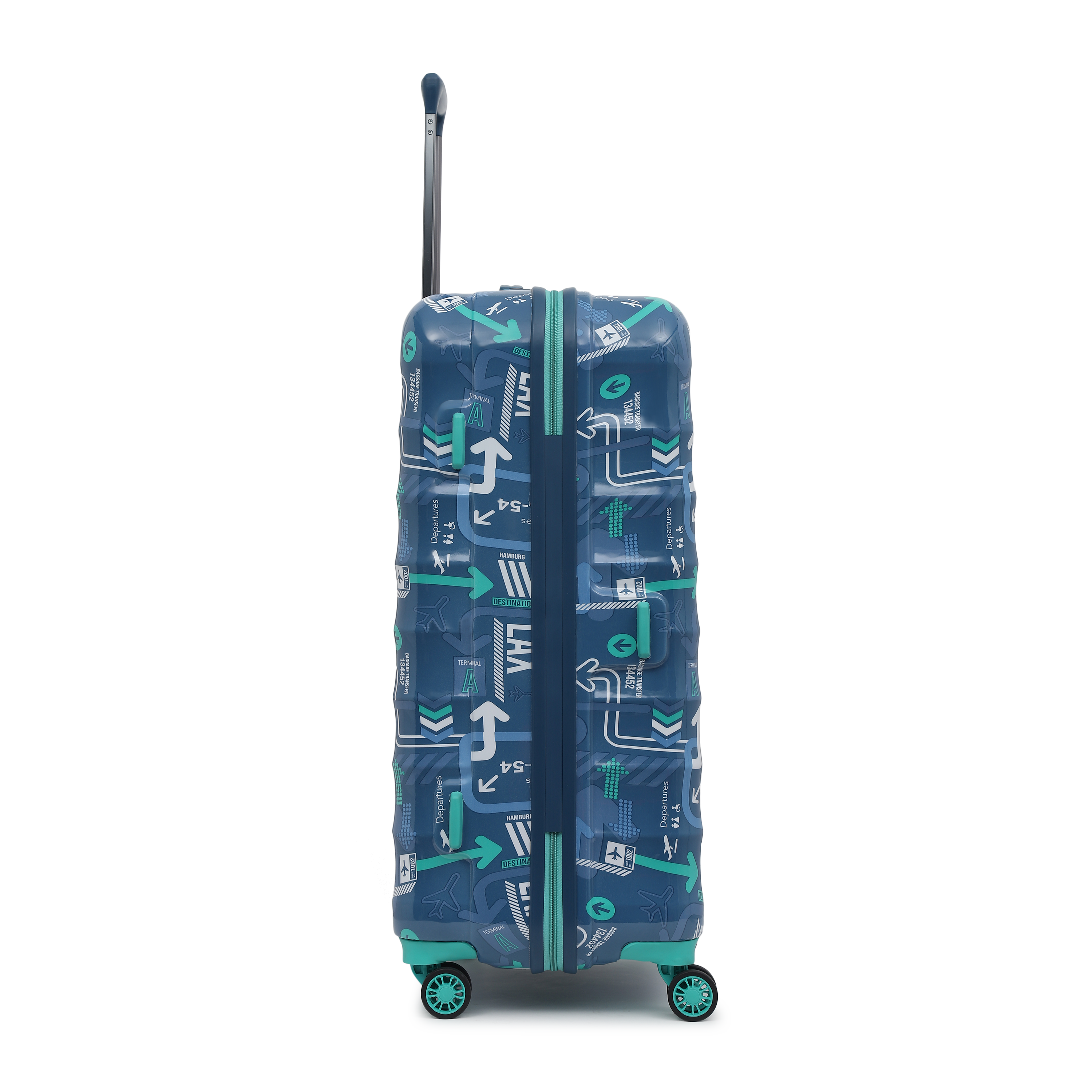 JFK Trolley Bag Set of 2 (M+L) | Hardsided Polycarbonate Printed Luggage | Sustainable Check-in Luggage | 8 wheel Trolley Bag | Suitcase for Men & Women | 2000 Days Warranty (Denim Blue)