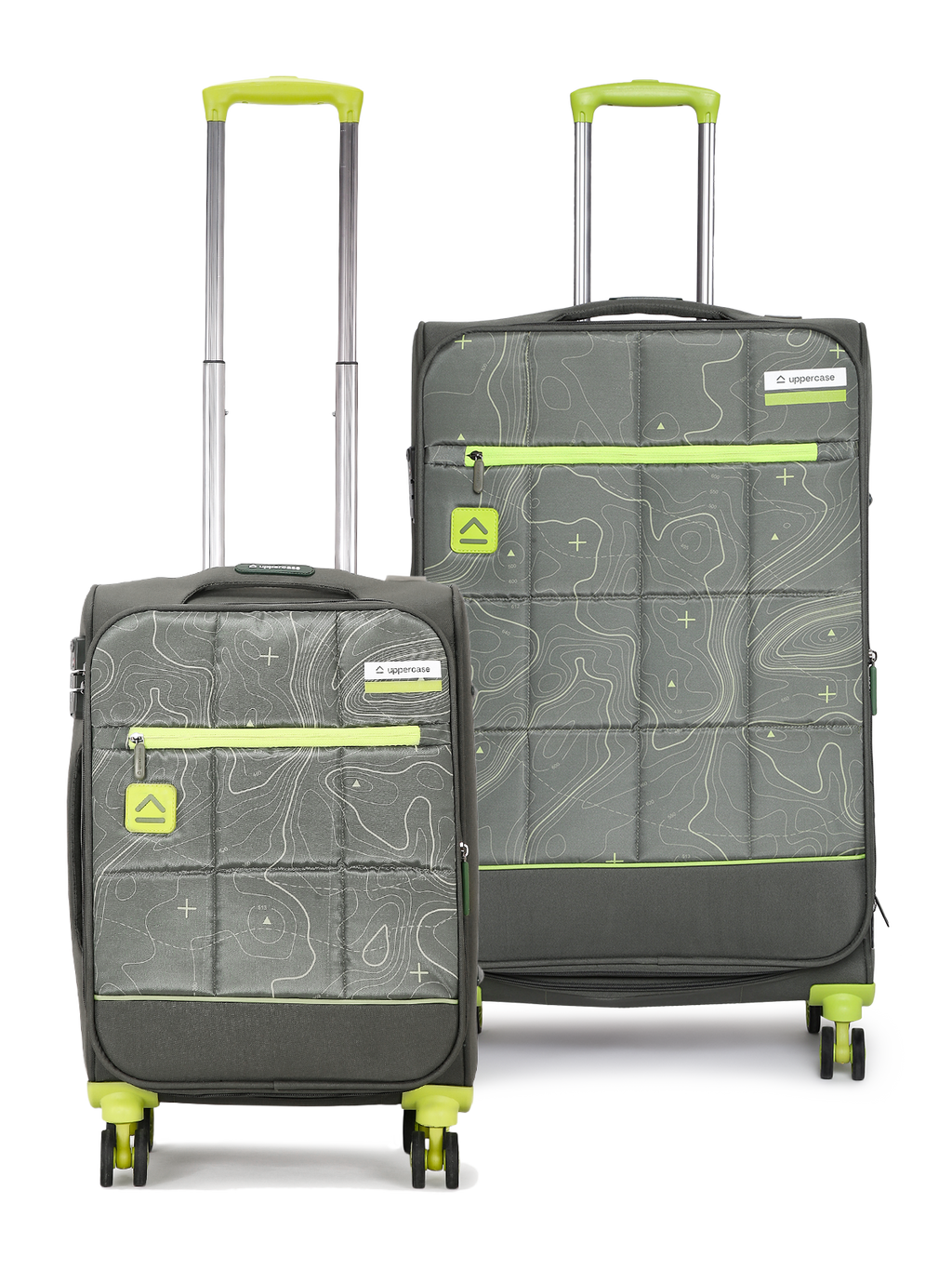 Topo (Cabin + Large) Set of 2 Eco Soft Trolley Bag, Travel Suitcase for Men and Women (Green) 13500EST1GRN