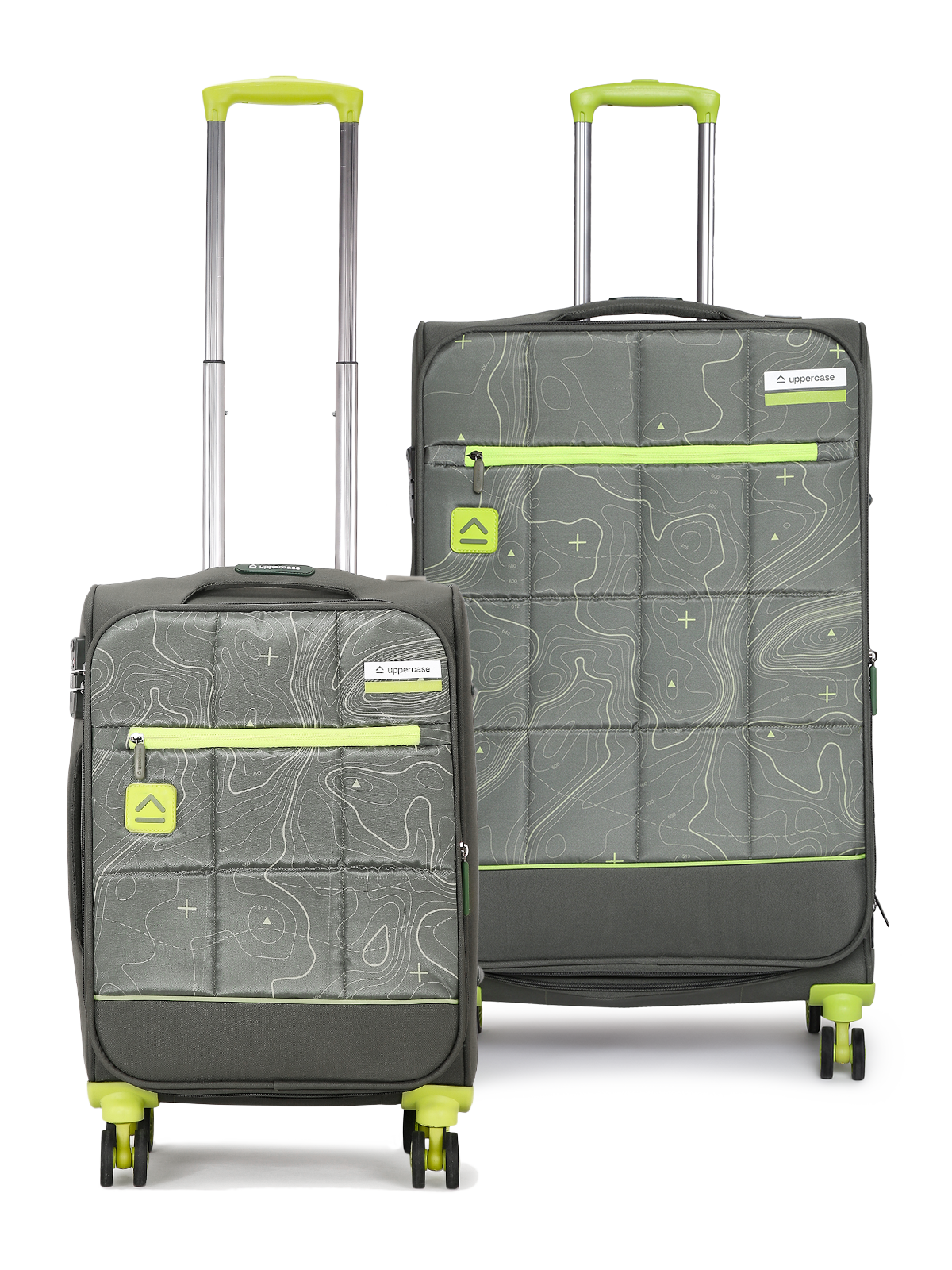 Topo (Cabin + Large) Set of 2 Eco Soft Trolley Bag, Travel Suitcase for Men and Women (Green) 13500EST1GRN