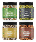 Dry Fruits Combo Pack of Almonds, Cashews, Raisin, Roasted Pistachio (Jar Pack) (250g * 4) 1Kg, Hampers for Employees, Dry Fruits Gift Pack and Dry Fruits for Family.