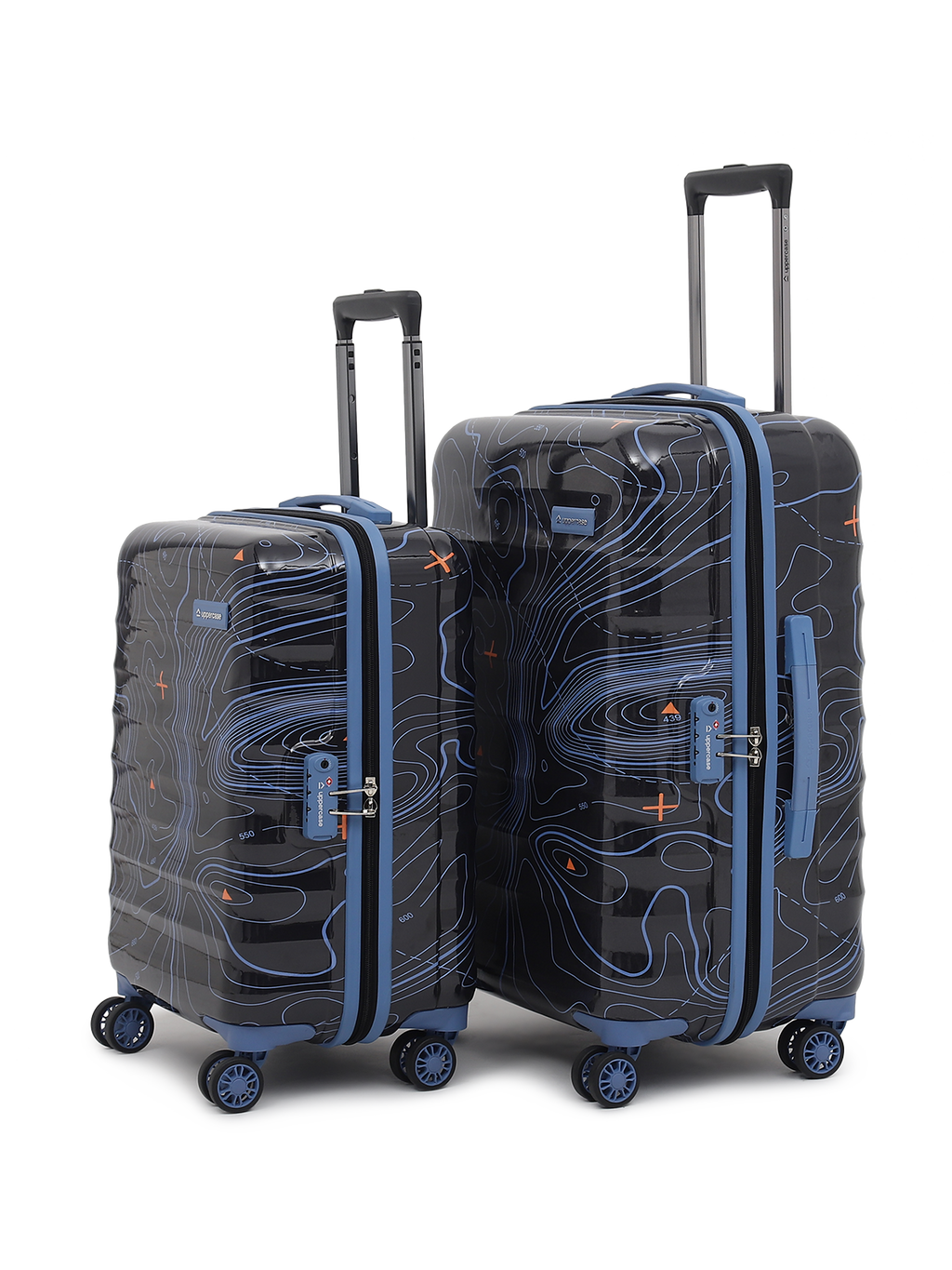 Topo (Cabin + Large) Set of 2 Eco Hardsided Trolley Bag, Travel Suitcase for Men and Women (Black) 14100EHT1BLK
