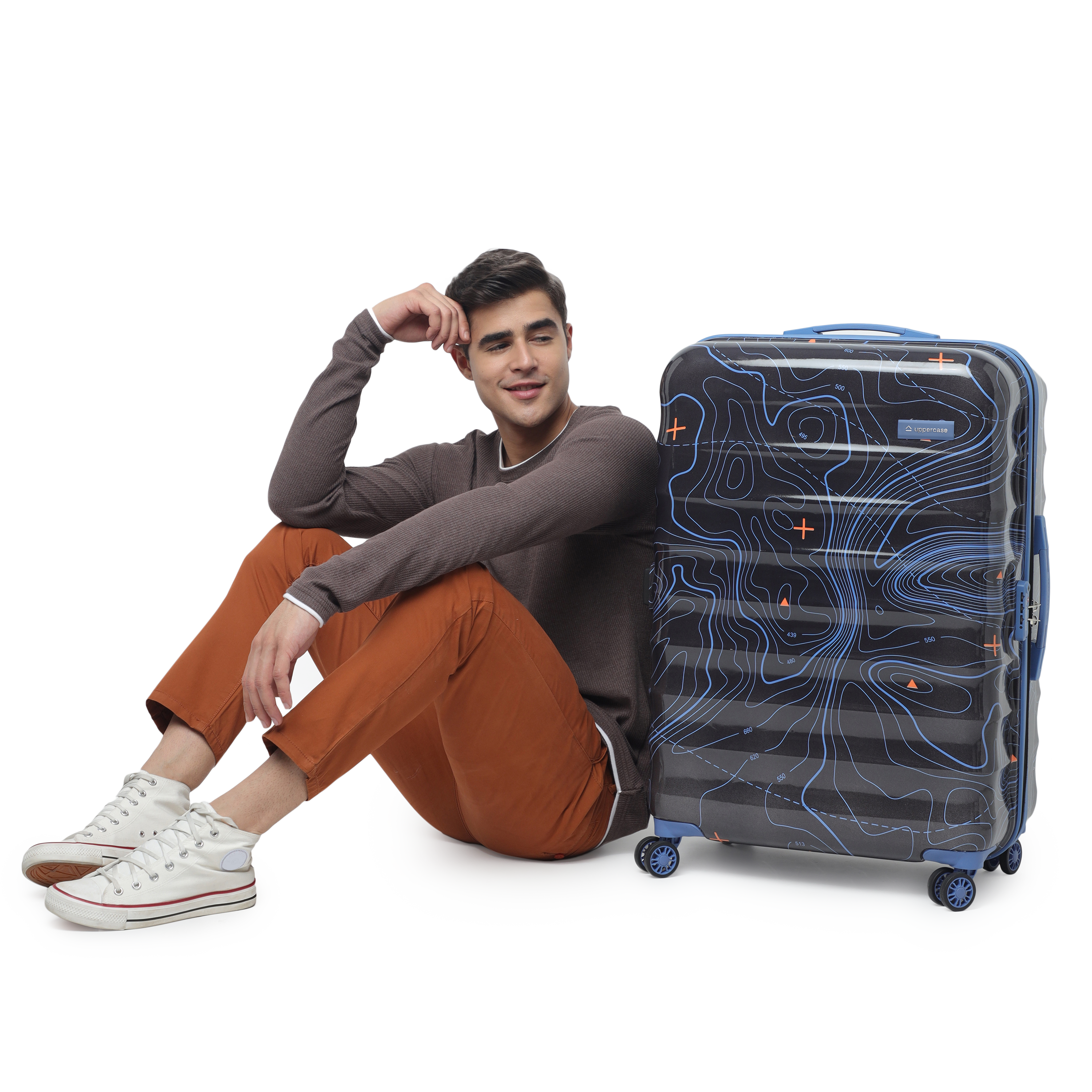 Topo (Cabin + Large) Set of 2 Eco Hardsided Trolley Bag, Travel Suitcase for Men and Women (Black) 14100EHT1BLK