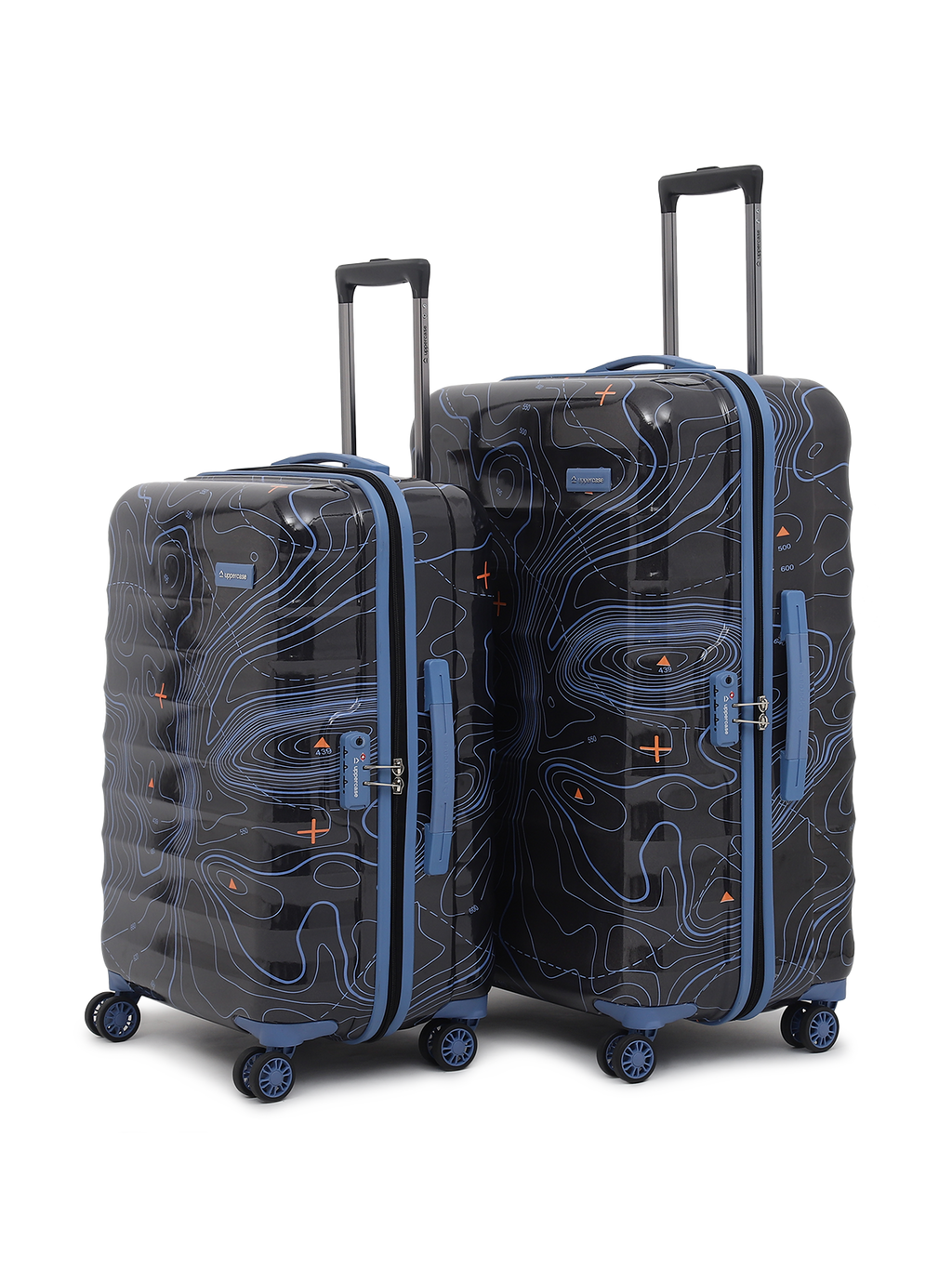 Topo (Medium + Large) Set of 2 Eco Hardsided Trolley Bag, Travel Suitcase for Men and Women (Black) 15000EHT1BLK