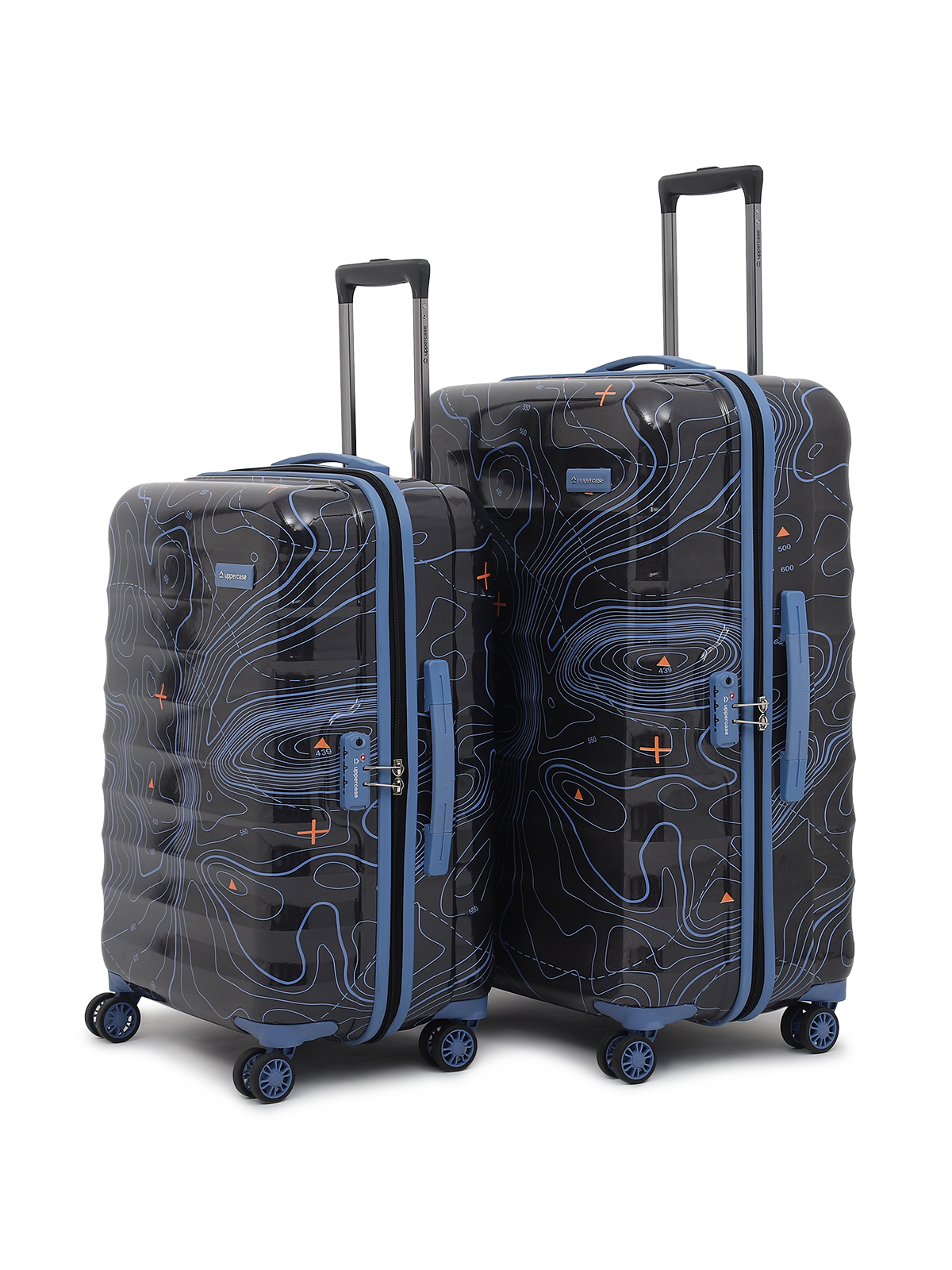 Topo (Medium + Large) Set of 2 Eco Hardsided Trolley Bag, Travel Suitcase for Men and Women (Black) 15000EHT1BLK