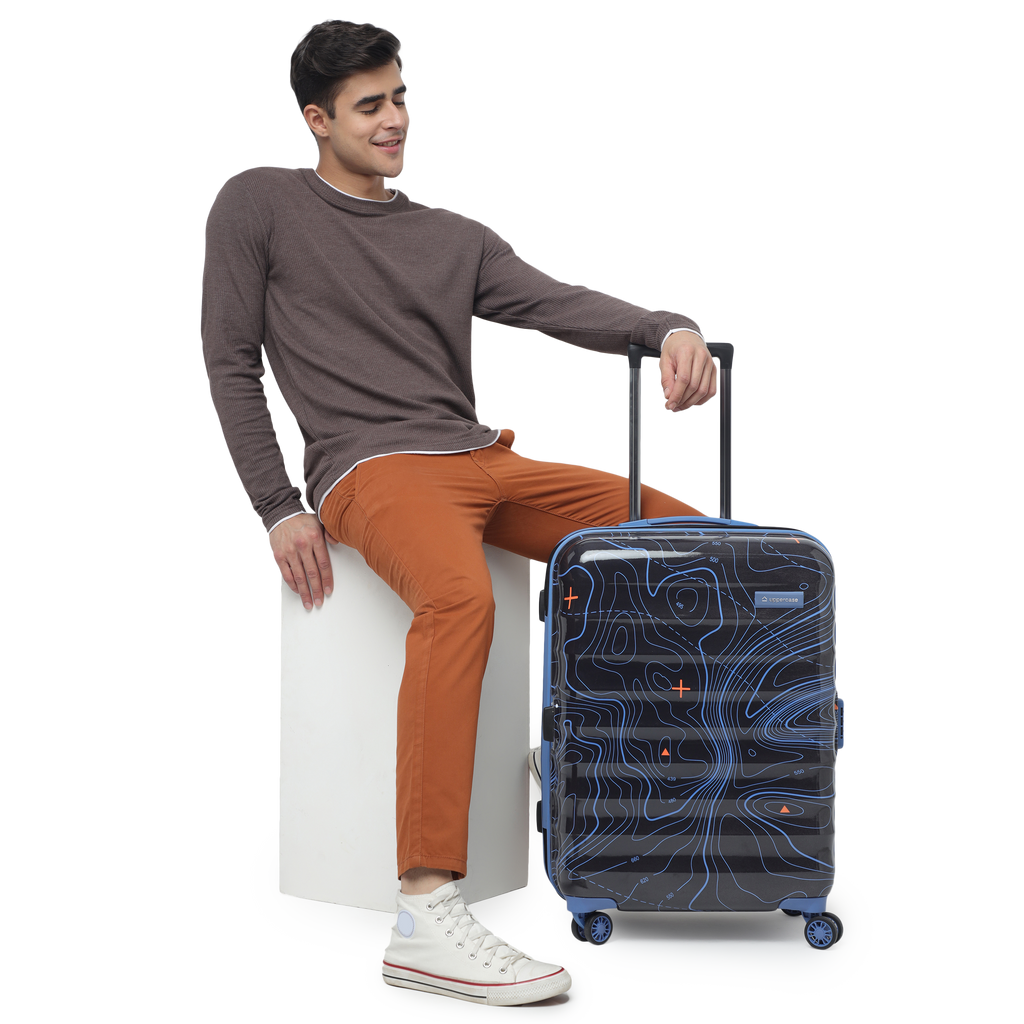 Topo (Medium + Large) Set of 2 Eco Hardsided Trolley Bag, Travel Suitcase for Men and Women (Black) 15000EHT1BLK