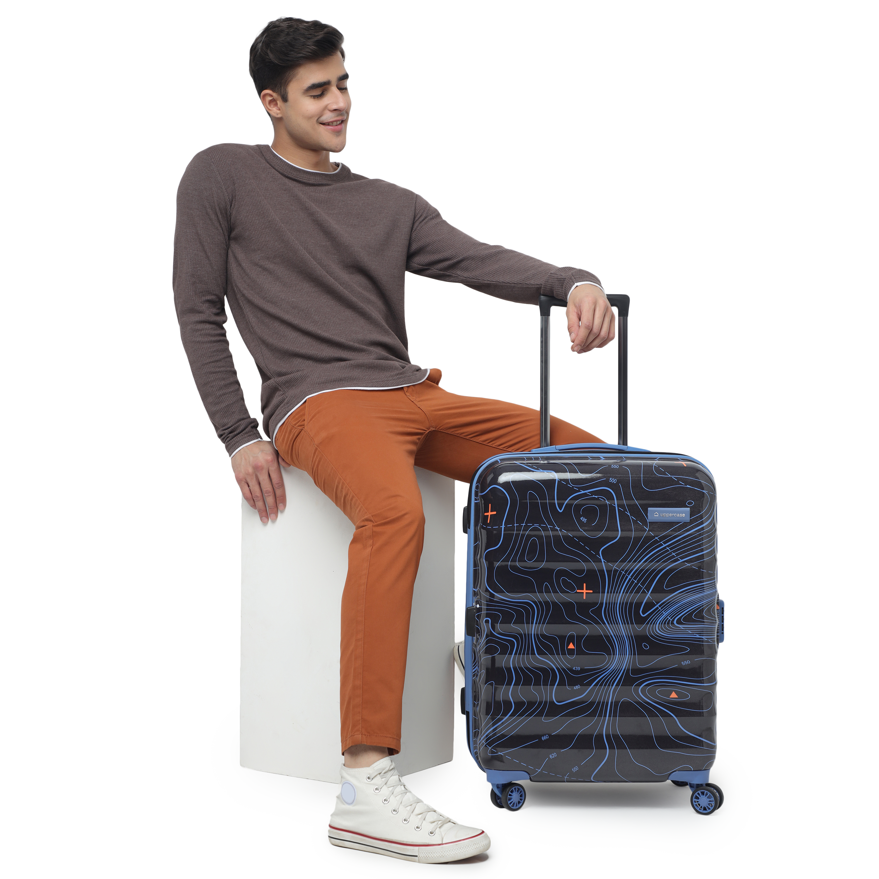 Topo (Medium + Large) Set of 2 Eco Hardsided Trolley Bag, Travel Suitcase for Men and Women (Black) 15000EHT1BLK