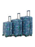 JFK Trolley Bag Set of 3 (S+M+L) | Hardsided Polycarbonate Printed Cabin & Check-in Luggage | Sustainable 8 wheel Trolley Bag | Suitcase for Men & Women | 2000 Days Warranty (Denim Blue)