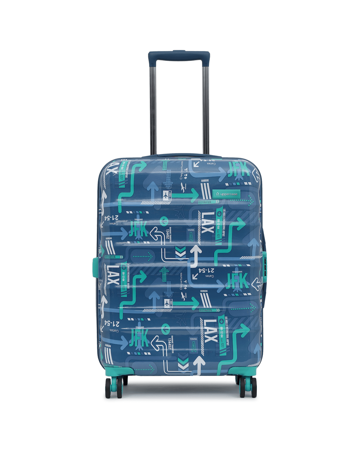 JFK Trolley Bag Set of 3 (S+M+L) | Hardsided Polycarbonate Printed Cabin & Check-in Luggage | Sustainable 8 wheel Trolley Bag | Suitcase for Men & Women | 2000 Days Warranty (Denim Blue)