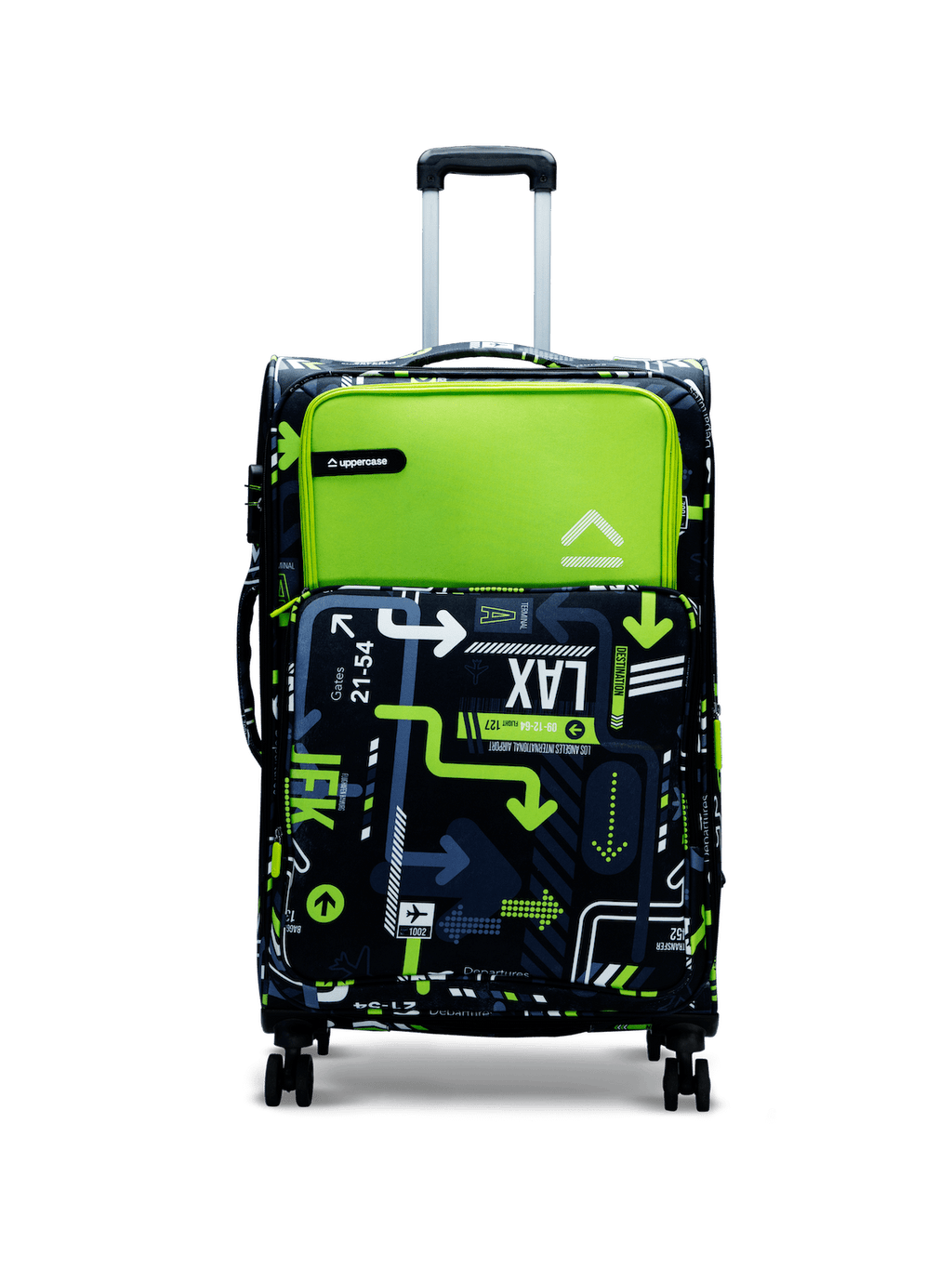JFK Trolley Bag Set of 3 (S+M+L) | Polyester Eco-Soft Printed Luggage | Sustainable Cabin & Check-in Luggage | 8 wheel Luggage | Suitcase for Men & Women (Green) | 2500 Days Warranty