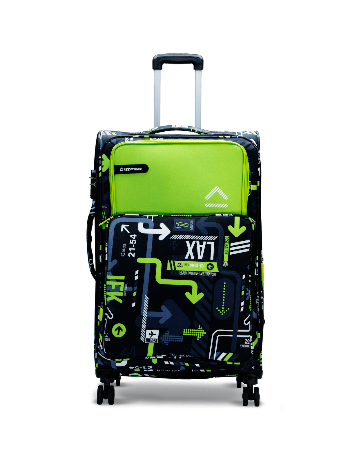 JFK Trolley Bag Set of 3 (S+M+L) | Polyester Eco-Soft Printed Luggage | Sustainable Cabin & Check-in Luggage | 8 wheel Luggage | Suitcase for Men & Women (Green) | 2500 Days Warranty