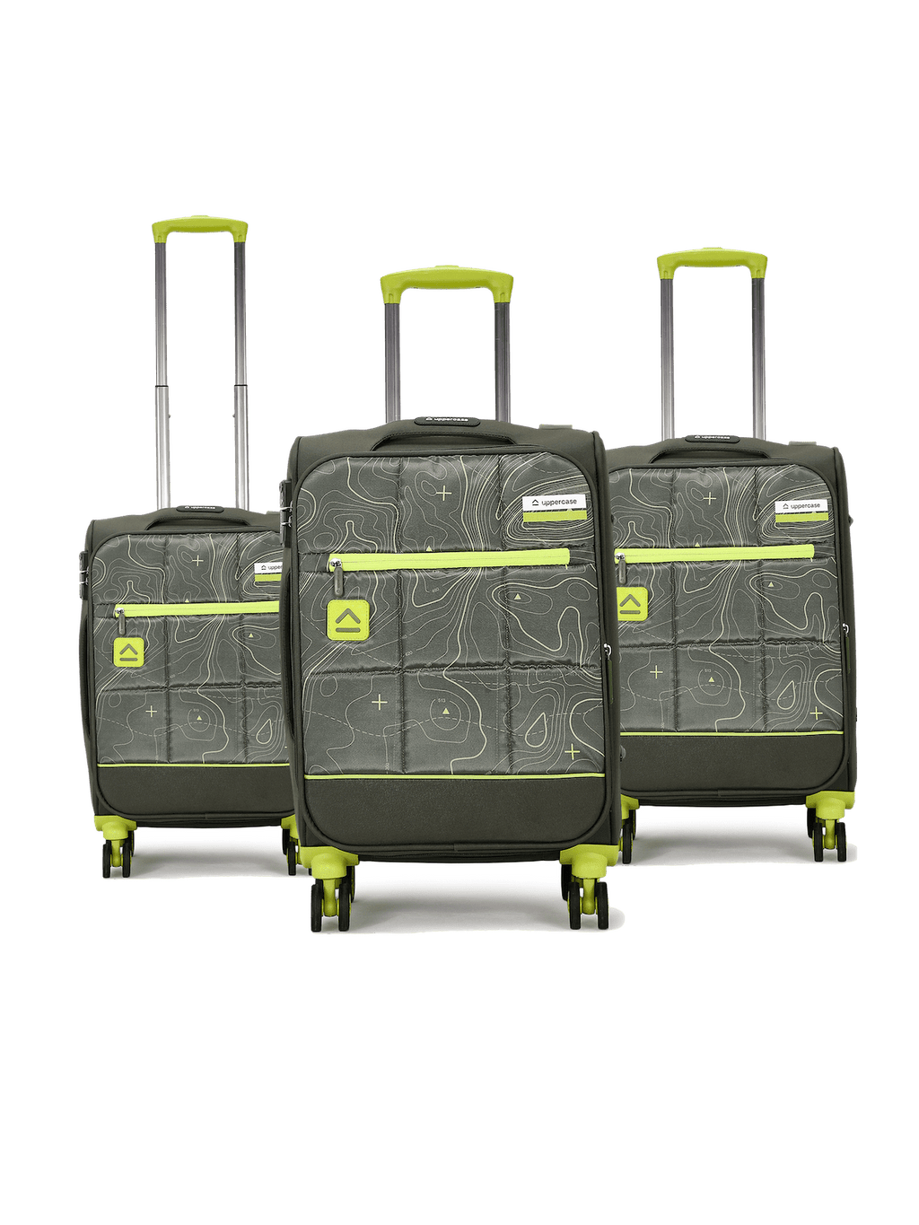 Topo Trolley Bag Set of 3 (S+M+L) Soft Printed Luggage | Sustainable Cabin & Check-in Luggage | 8 wheel Trolley Bag |  TSA Lock | Suitcase for Travel (Green) | 2500 Days Warranty