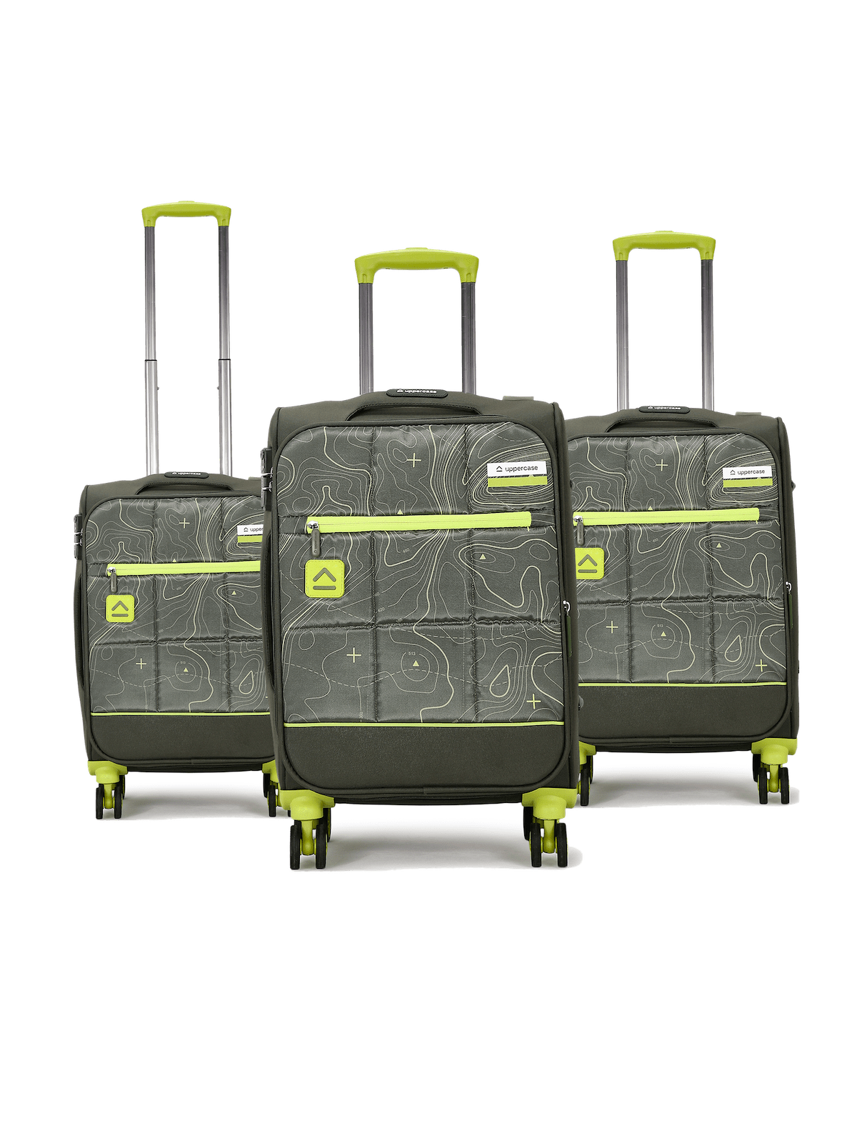 Topo Trolley Bag Set of 3 (S+M+L) Soft Printed Luggage | Sustainable Cabin & Check-in Luggage | 8 wheel Trolley Bag |  TSA Lock | Suitcase for Travel (Green) | 2500 Days Warranty