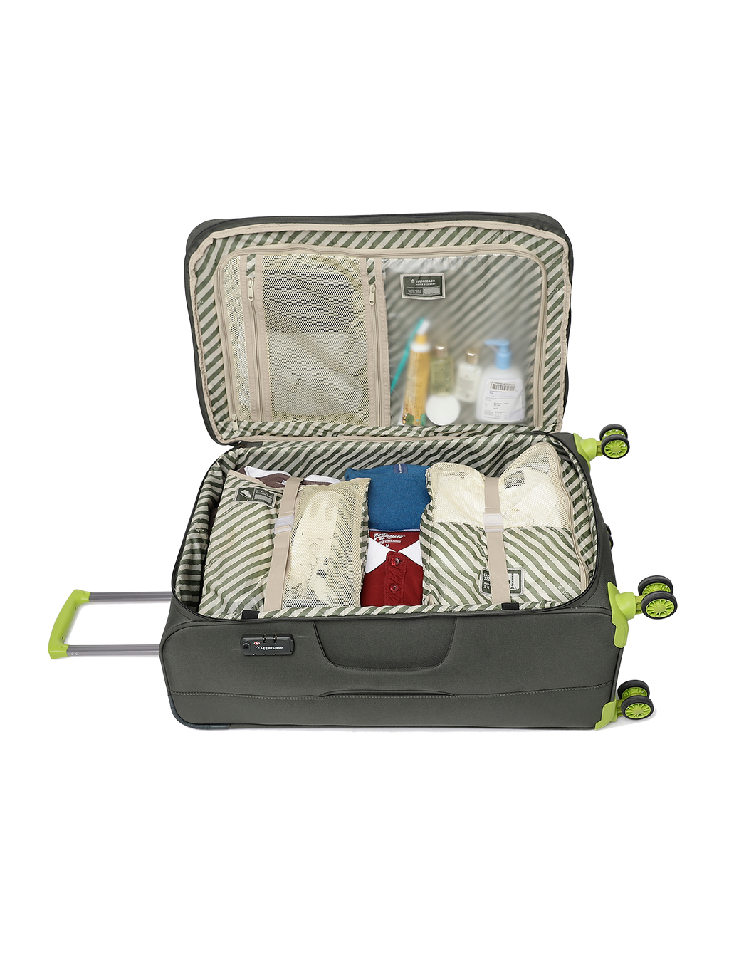 Topo Trolley Bag Set of 3 (S+M+L) Soft Printed Luggage | Sustainable Cabin & Check-in Luggage | 8 wheel Trolley Bag |  TSA Lock | Suitcase for Travel (Green) | 2500 Days Warranty