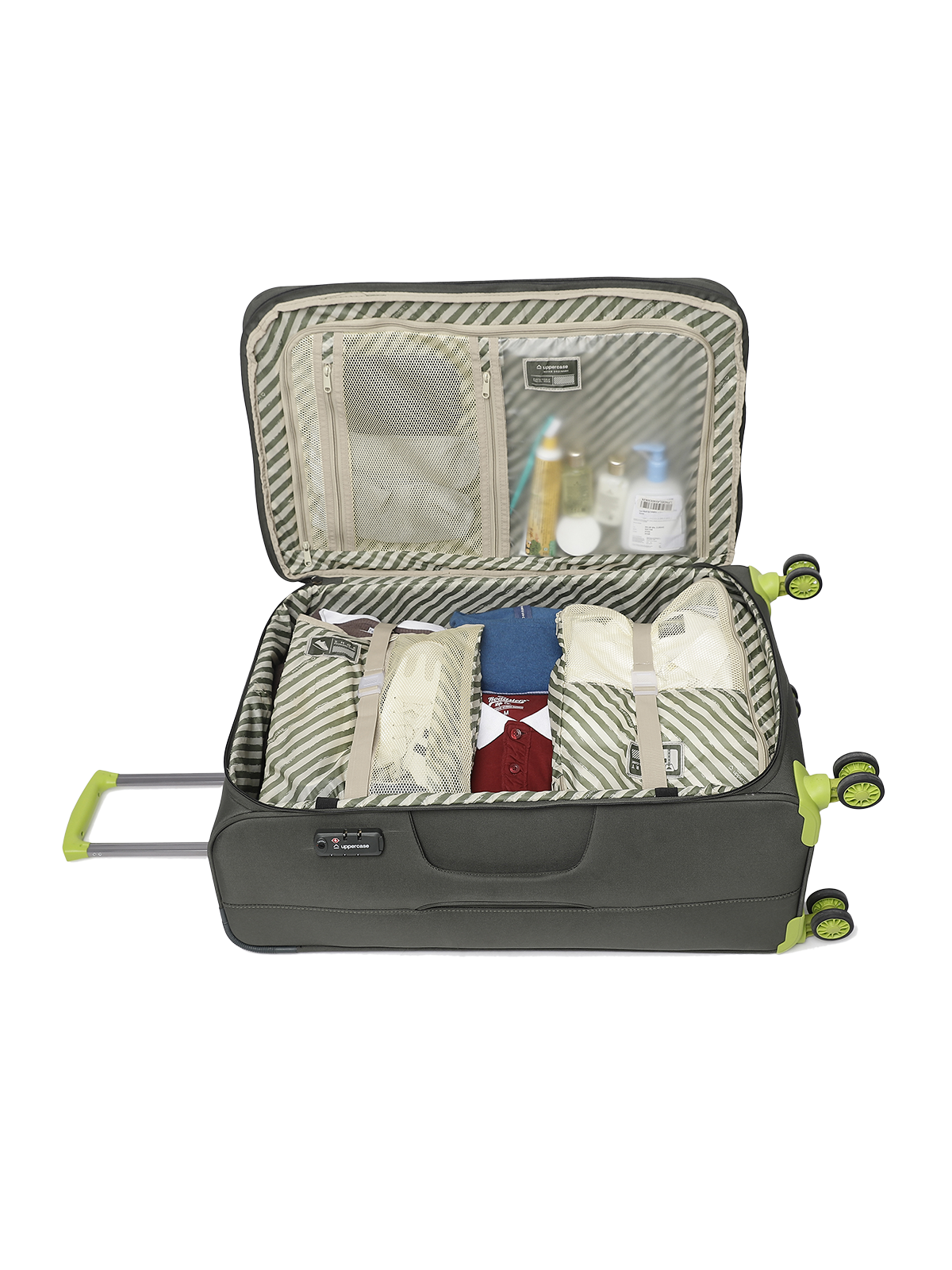 Topo Trolley Bag Set of 3 (S+M+L) Soft Printed Luggage | Sustainable Cabin & Check-in Luggage | 8 wheel Trolley Bag |  TSA Lock | Suitcase for Travel (Green) | 2500 Days Warranty