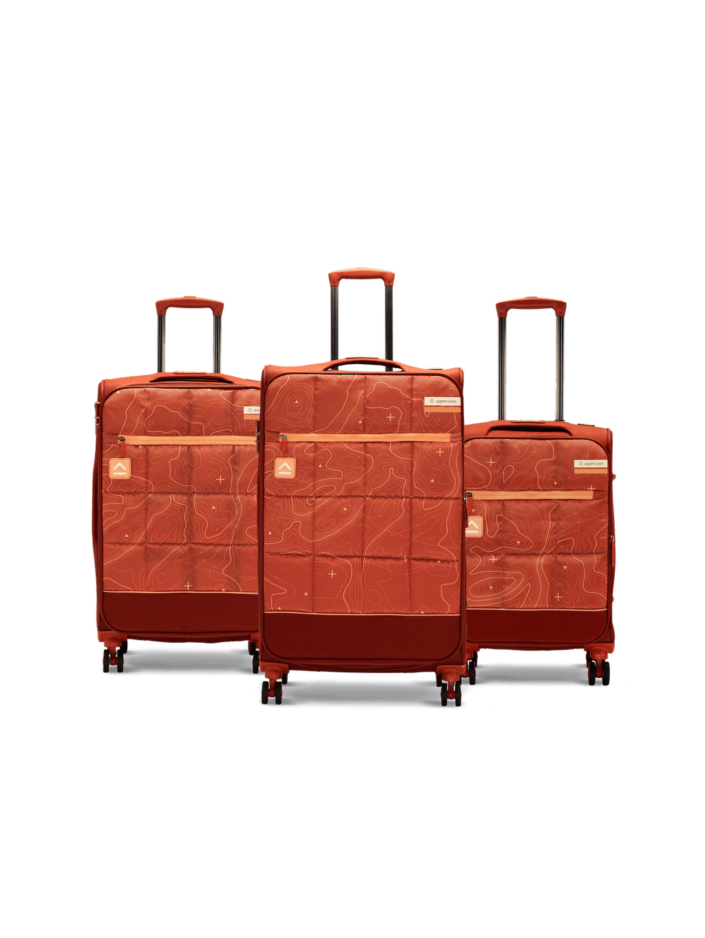 Topo Trolley Bag Set of 3 (S+M+L) Soft Printed Luggage | Sustainable Cabin & Check-in Luggage | 8 wheel Trolley Bag |  TSA Lock | Suitcase for Travel (Red) | 2500 Days Warranty