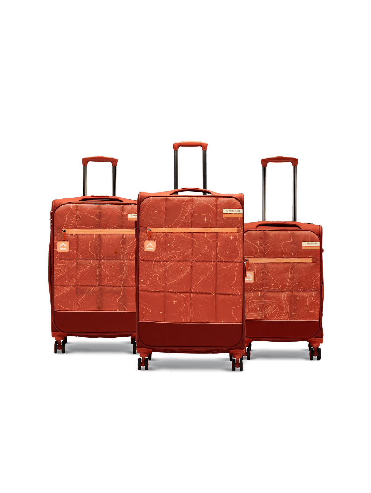 Topo Trolley Bag Set of 3 (S+M+L) Soft Printed Luggage | Sustainable Cabin & Check-in Luggage | 8 wheel Trolley Bag |  TSA Lock | Suitcase for Travel (Red) | 2500 Days Warranty