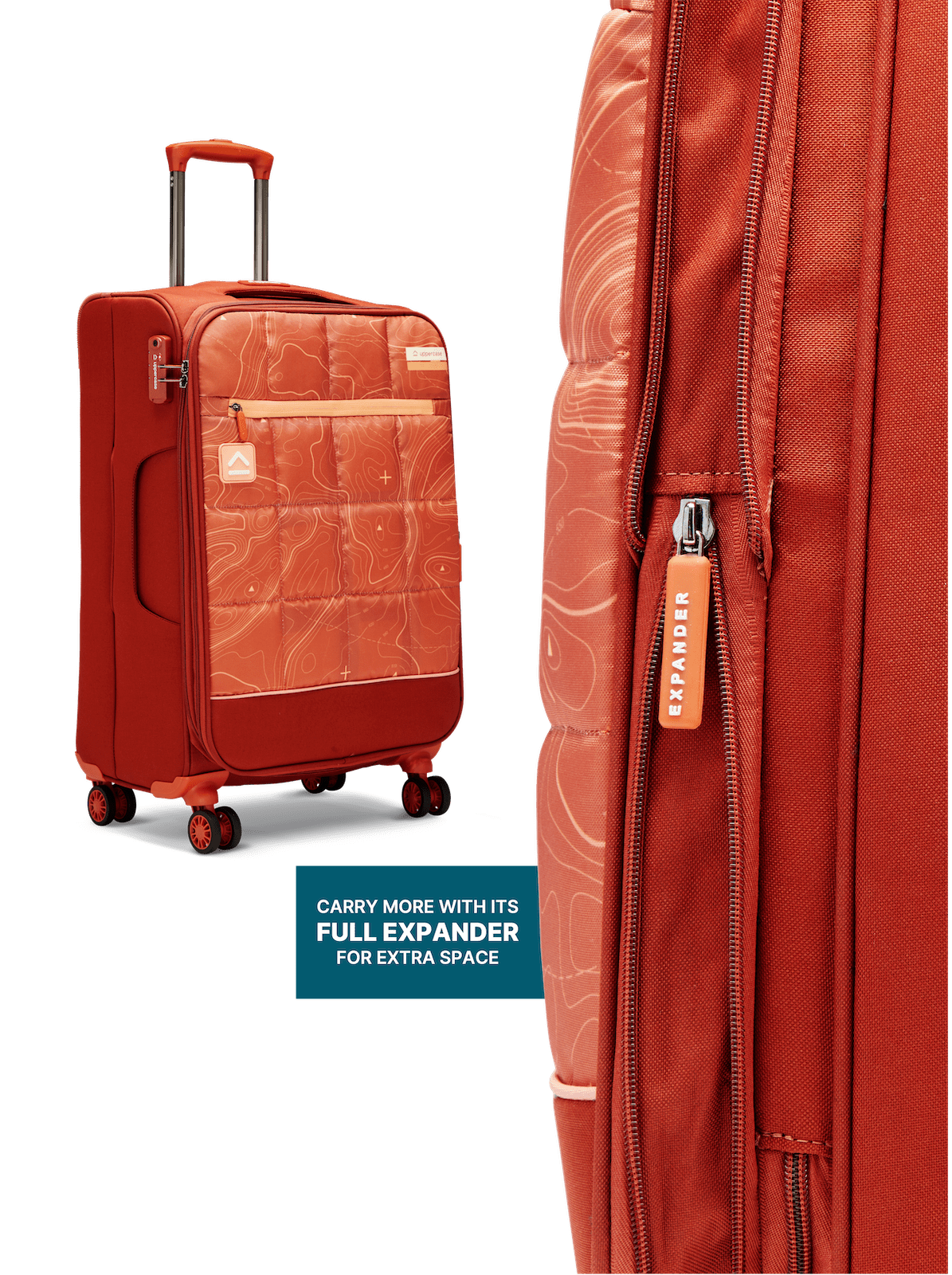 Topo Trolley Bag Set of 3 (S+M+L) Soft Printed Luggage | Sustainable Cabin & Check-in Luggage | 8 wheel Trolley Bag |  TSA Lock | Suitcase for Travel (Red) | 2500 Days Warranty