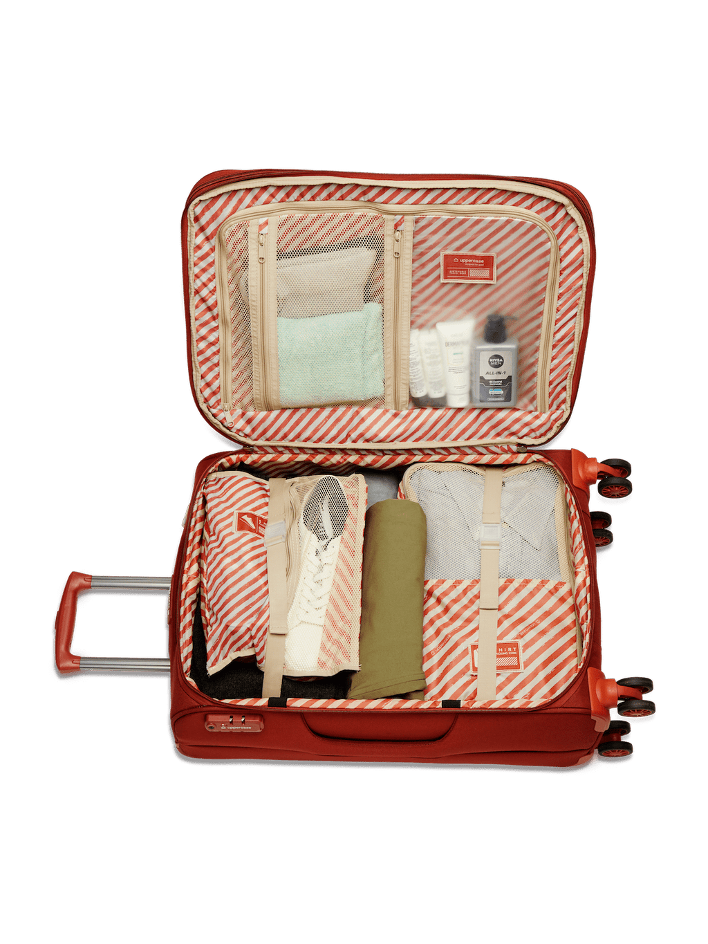 Topo Trolley Bag Set of 3 (S+M+L) Soft Printed Luggage | Sustainable Cabin & Check-in Luggage | 8 wheel Trolley Bag |  TSA Lock | Suitcase for Travel (Red) | 2500 Days Warranty