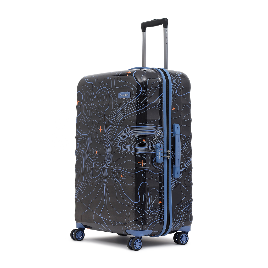 Topo Trolley Bag Set of 3 (S+M+L) | Hardsided Polycarbonate Printed Luggage | TSA Lock & Anti-Theft Zippers | Cabin & Check-in Luggage for Men & Women | 2000 Days Warranty (Black)
