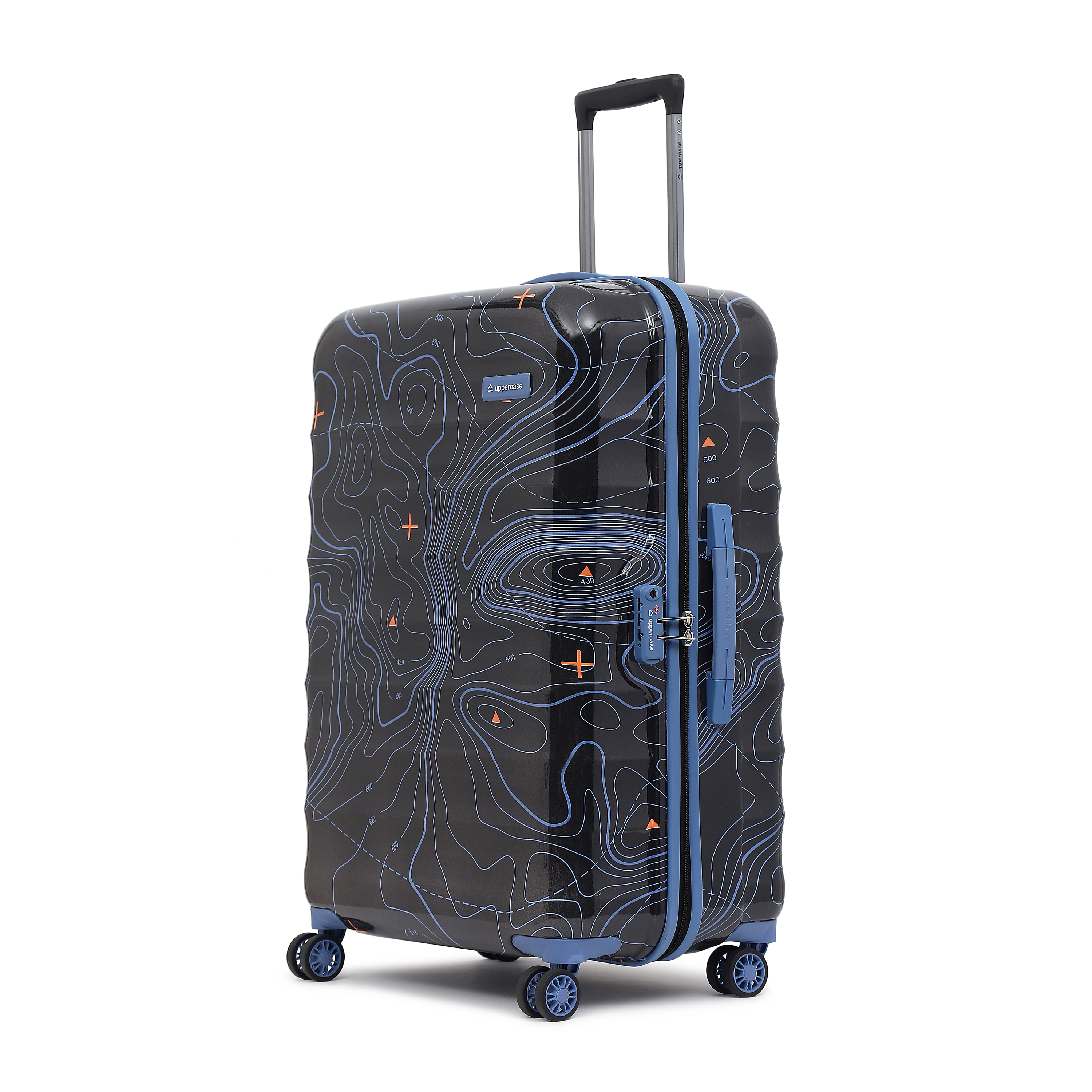 Topo Trolley Bag Set of 3 (S+M+L) | Hardsided Polycarbonate Printed Luggage | TSA Lock & Anti-Theft Zippers | Cabin & Check-in Luggage for Men & Women | 2000 Days Warranty (Black)