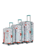 Cyber Punk 18500EHT1WHT Set of 3 (S+M+L) Hardsided Polycarbonate 8 Wheel Printed Eco Trolley Bag, Travel Suitcase for Men and Women (White)