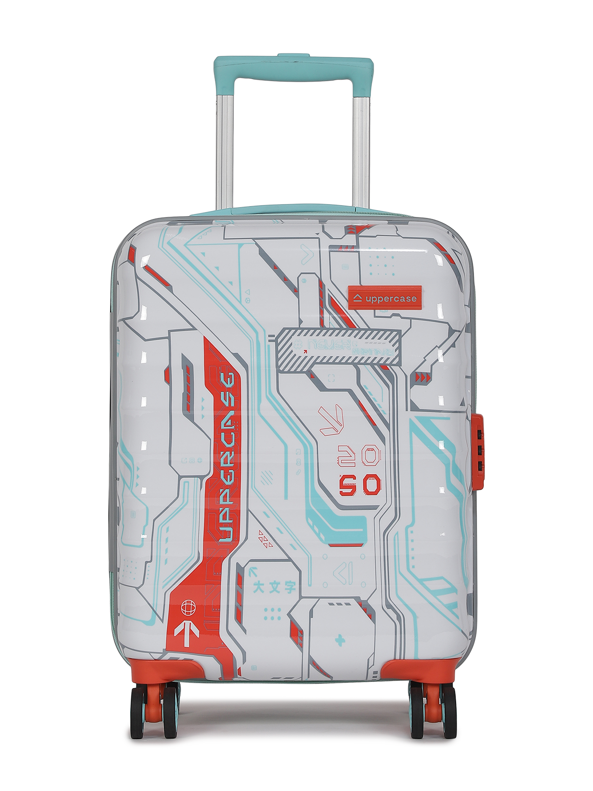 Cyber Punk 18500EHT1WHT Set of 3 (S+M+L) Hardsided Polycarbonate 8 Wheel Printed Eco Trolley Bag, Travel Suitcase for Men and Women (White)