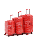Topo Celeb Trolley Bag Set of 3 (S+M+L) | Hardsided Polycarbonate Printed Luggage | TSA Lock & Anti-Theft Zippers | Cabin & Check-in Luggage for Men & Women | 2000 Days Warranty (Red)