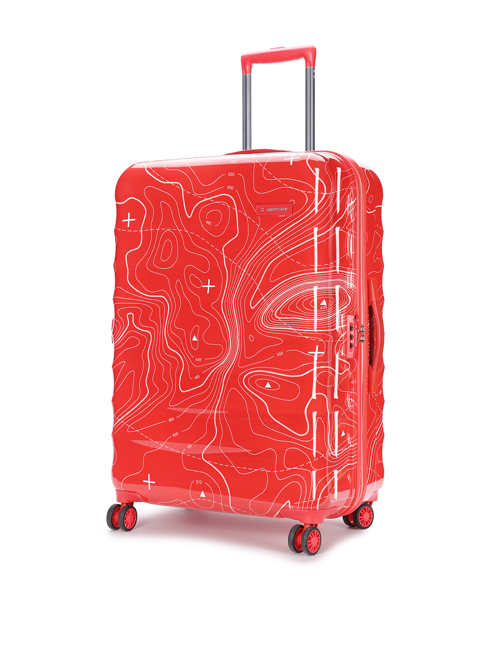 Topo Celeb Trolley Bag Set of 3 (S+M+L) | Hardsided Polycarbonate Printed Luggage | TSA Lock & Anti-Theft Zippers | Cabin & Check-in Luggage for Men & Women | 2000 Days Warranty (Red)
