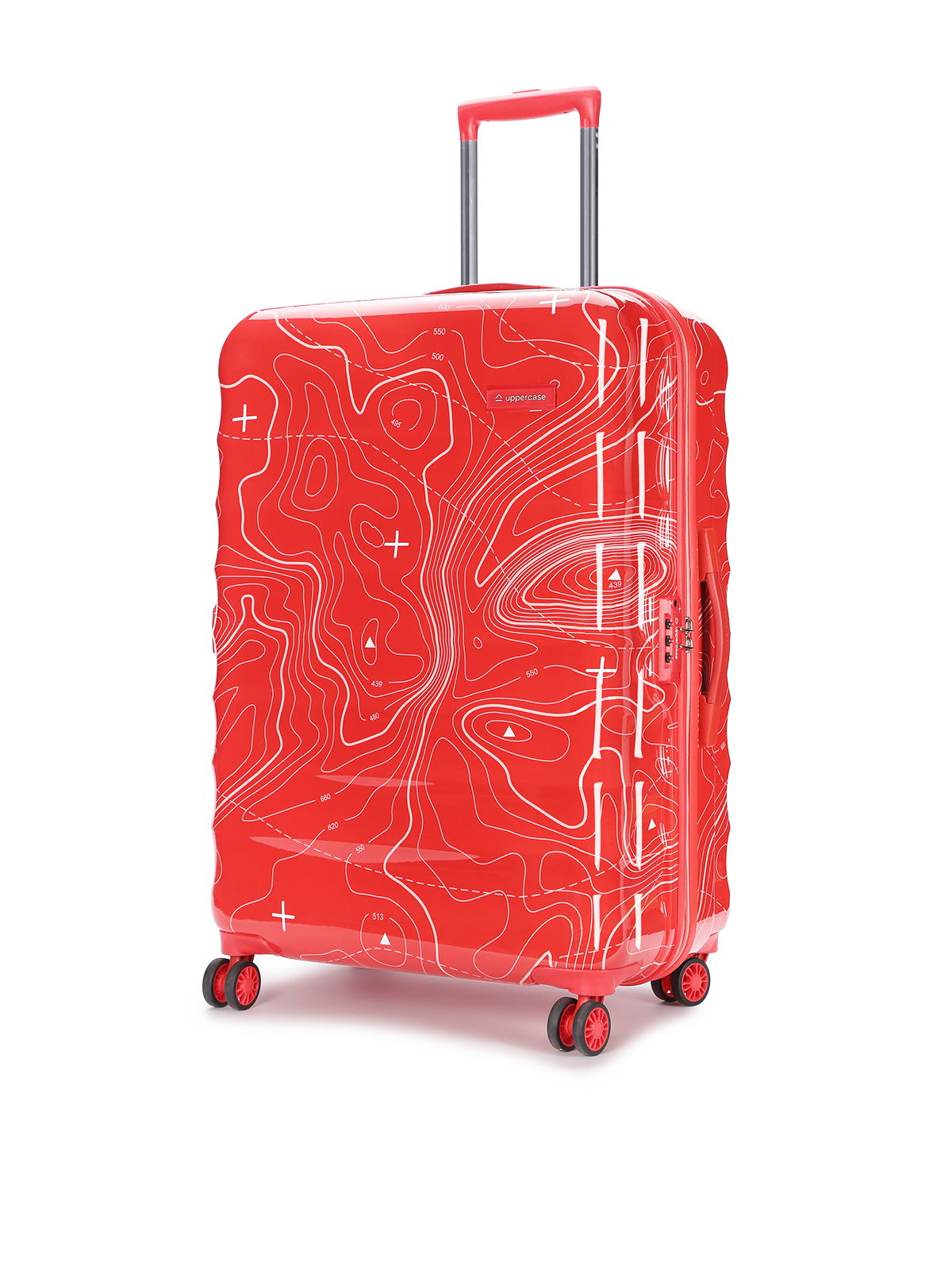 Topo Celeb Trolley Bag Set of 3 (S+M+L) | Hardsided Polycarbonate Printed Luggage | TSA Lock & Anti-Theft Zippers | Cabin & Check-in Luggage for Men & Women | 2000 Days Warranty (Red)