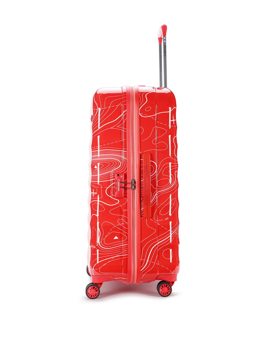 Topo Celeb Trolley Bag Set of 3 (S+M+L) | Hardsided Polycarbonate Printed Luggage | TSA Lock & Anti-Theft Zippers | Cabin & Check-in Luggage for Men & Women | 2000 Days Warranty (Red)