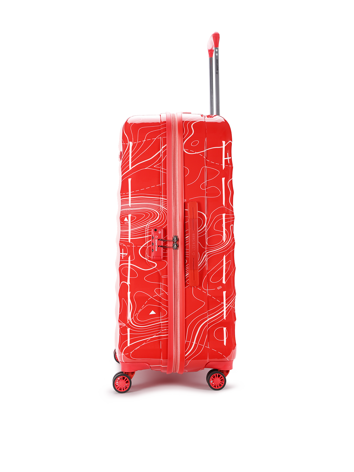 Topo Celeb Trolley Bag Set of 3 (S+M+L) | Hardsided Polycarbonate Printed Luggage | TSA Lock & Anti-Theft Zippers | Cabin & Check-in Luggage for Men & Women | 2000 Days Warranty (Red)