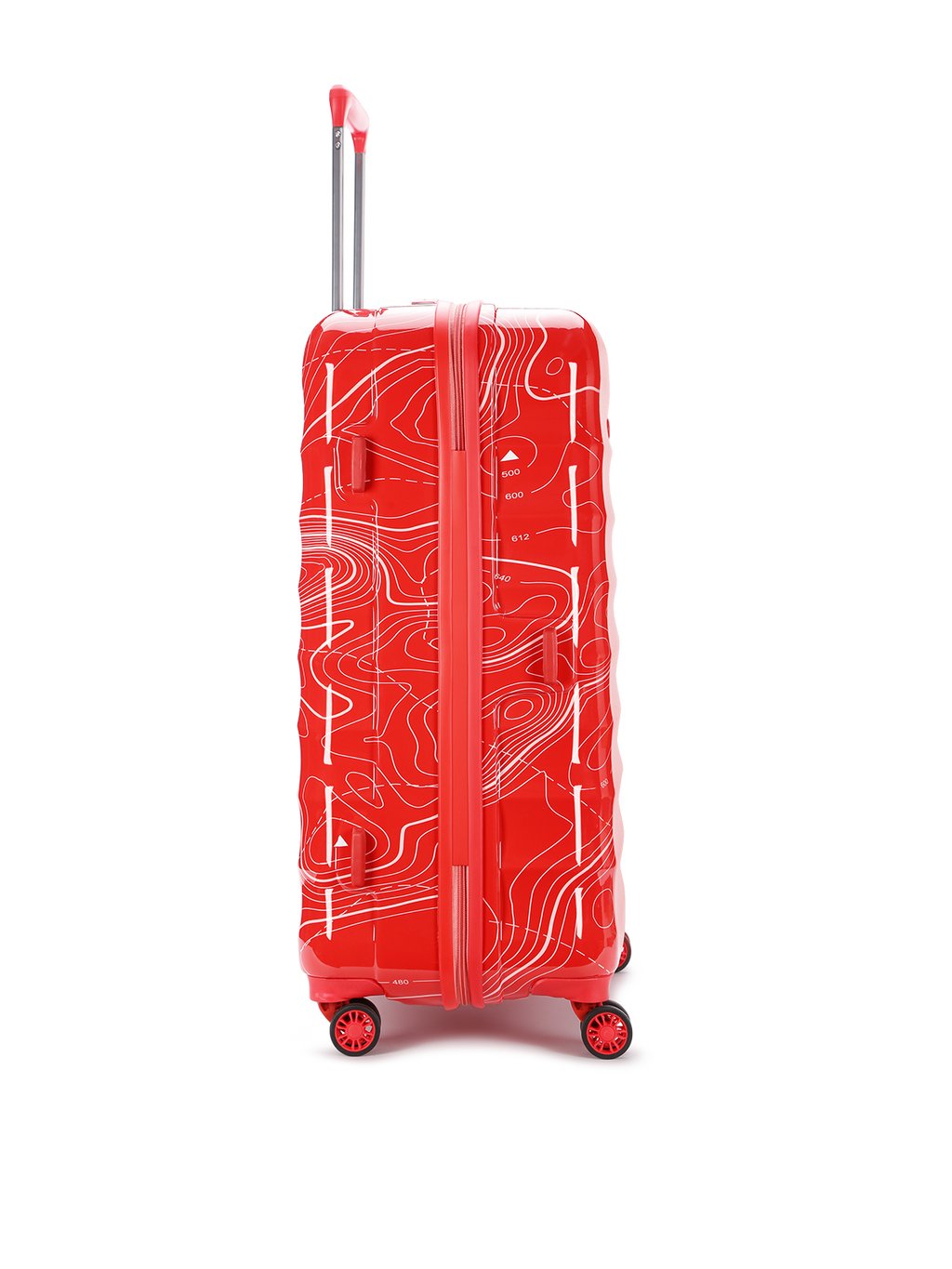 Topo Celeb Trolley Bag Set of 3 (S+M+L) | Hardsided Polycarbonate Printed Luggage | TSA Lock & Anti-Theft Zippers | Cabin & Check-in Luggage for Men & Women | 2000 Days Warranty (Red)