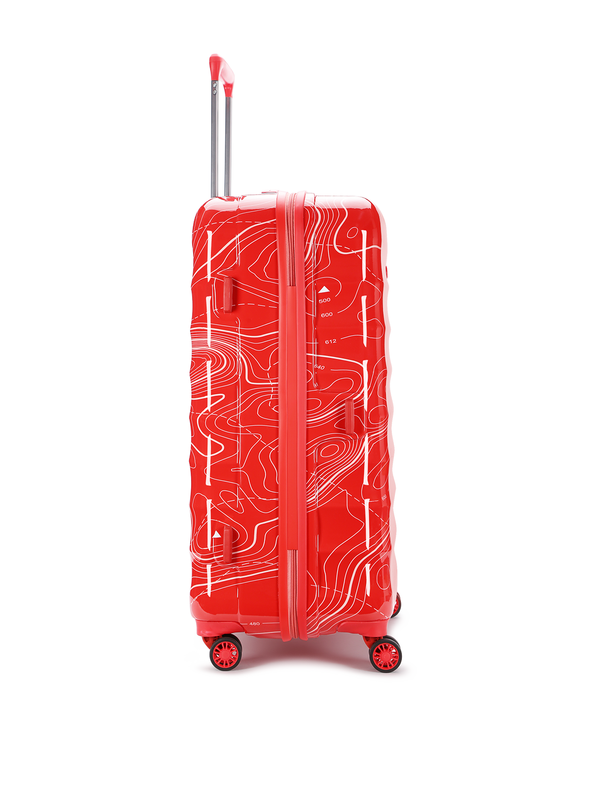 Topo Celeb Trolley Bag Set of 3 (S+M+L) | Hardsided Polycarbonate Printed Luggage | TSA Lock & Anti-Theft Zippers | Cabin & Check-in Luggage for Men & Women | 2000 Days Warranty (Red)