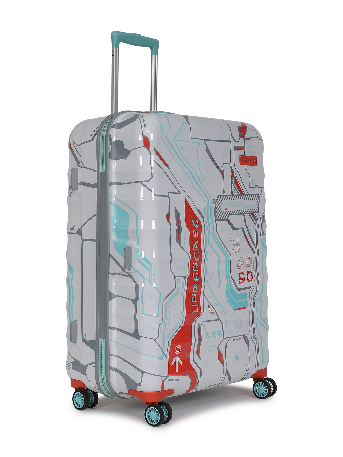 Cyber Punk 18500EHT1WHT Set of 3 (S+M+L) Hardsided Polycarbonate 8 Wheel Printed Eco Trolley Bag, Travel Suitcase for Men and Women (White)